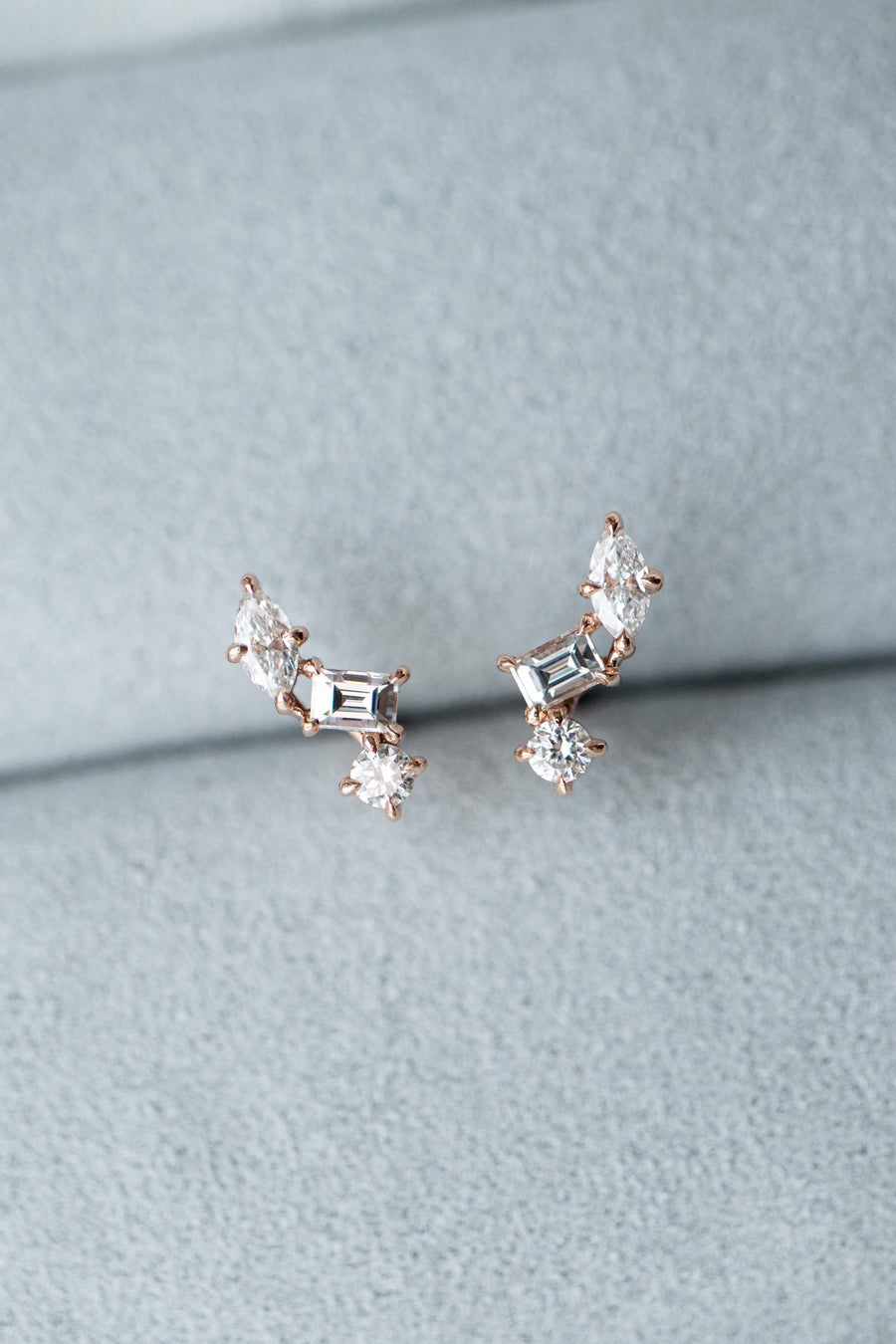 Top Quality total 0.42ct Multi Shape Diamond 18K Stud Earrings