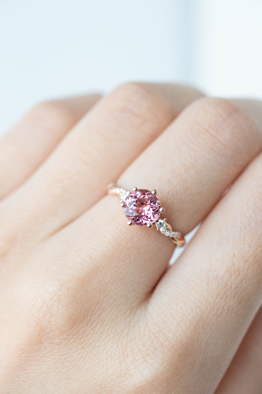 Crépuscule Tourmaline 1.28ct (With Certificate) & diamonds 18K Rose Gold Ring