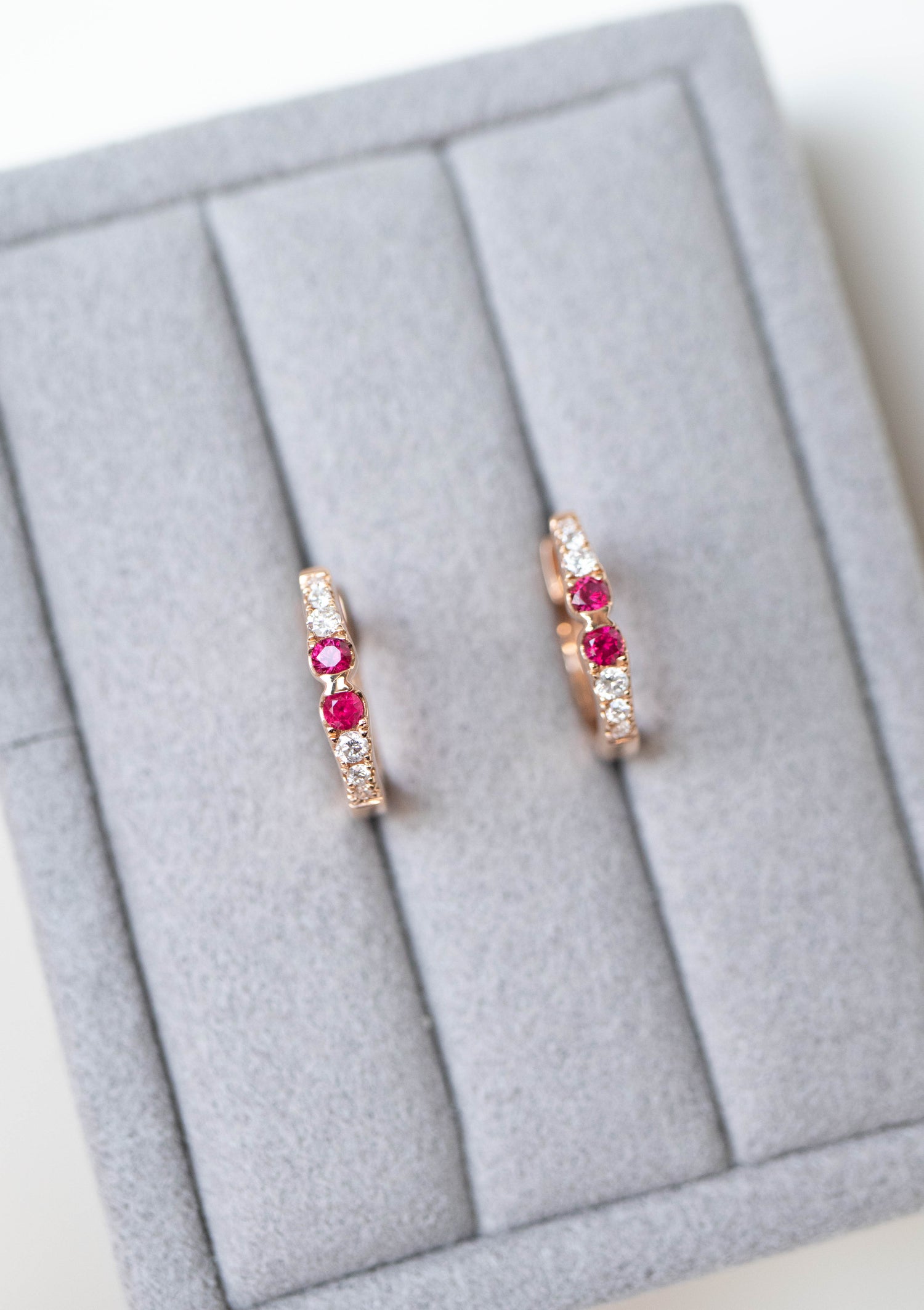 Point de feu Rubies & Diamonds 18K Gold Hoop Earrings