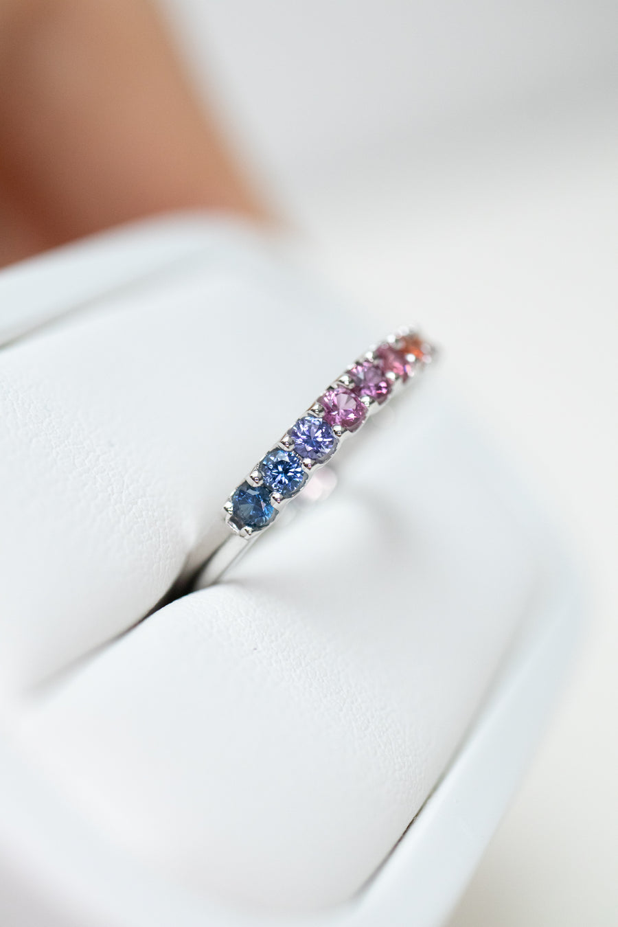 Rainbow Sapphire 14k/18k Gold Half Eternity Ring