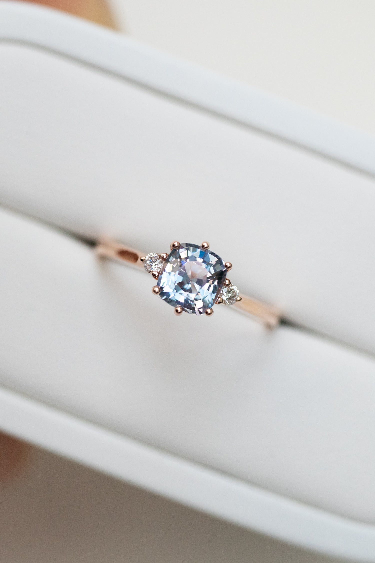 0.96ct Cushion Spinel (with Certificate) & diamonds 14K Rose Gold Ring