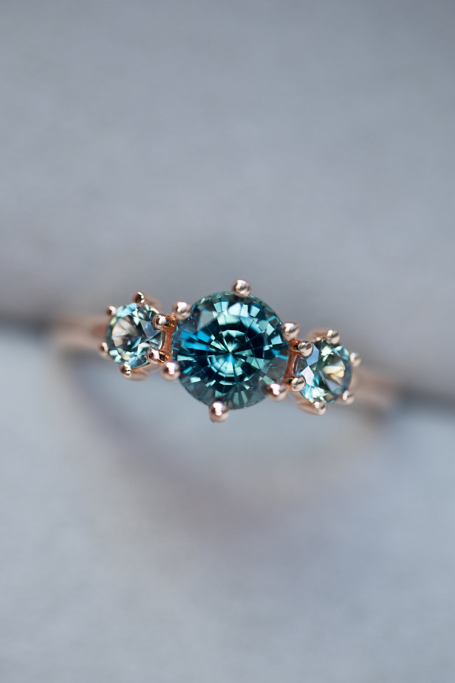 Ocean Whisper Teal Sapphire 1.09ct (Unheated with Certificate) 18K Rose Gold Engagement Ring
