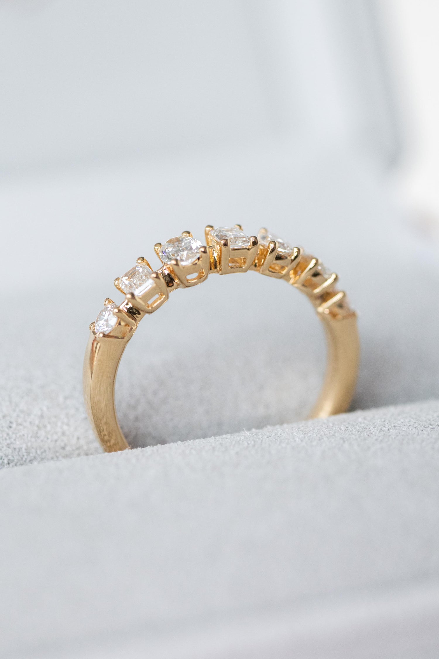 Multi Shape E-F Colour Natural Diamond 18K Yellow Gold Ring