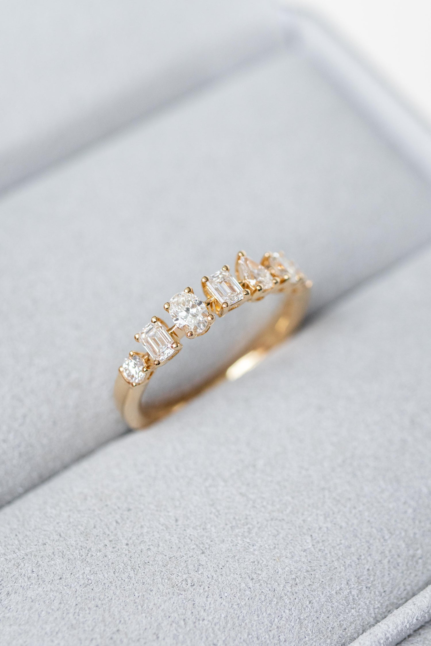 Multi Shape E-F Colour Natural Diamond 18K Yellow Gold Ring