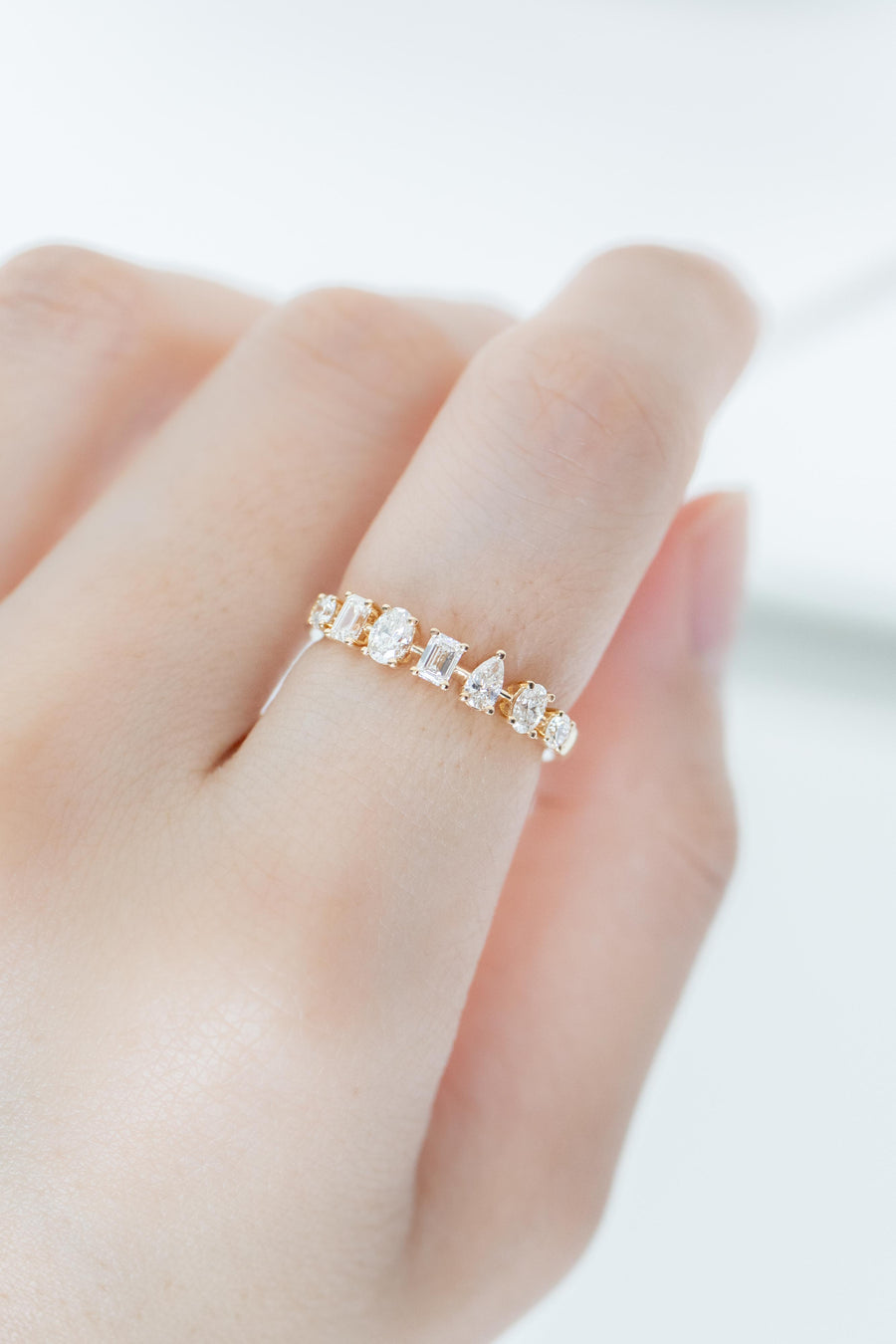 Multi Shape E-F Colour Diamond 18K Yellow Gold Ring