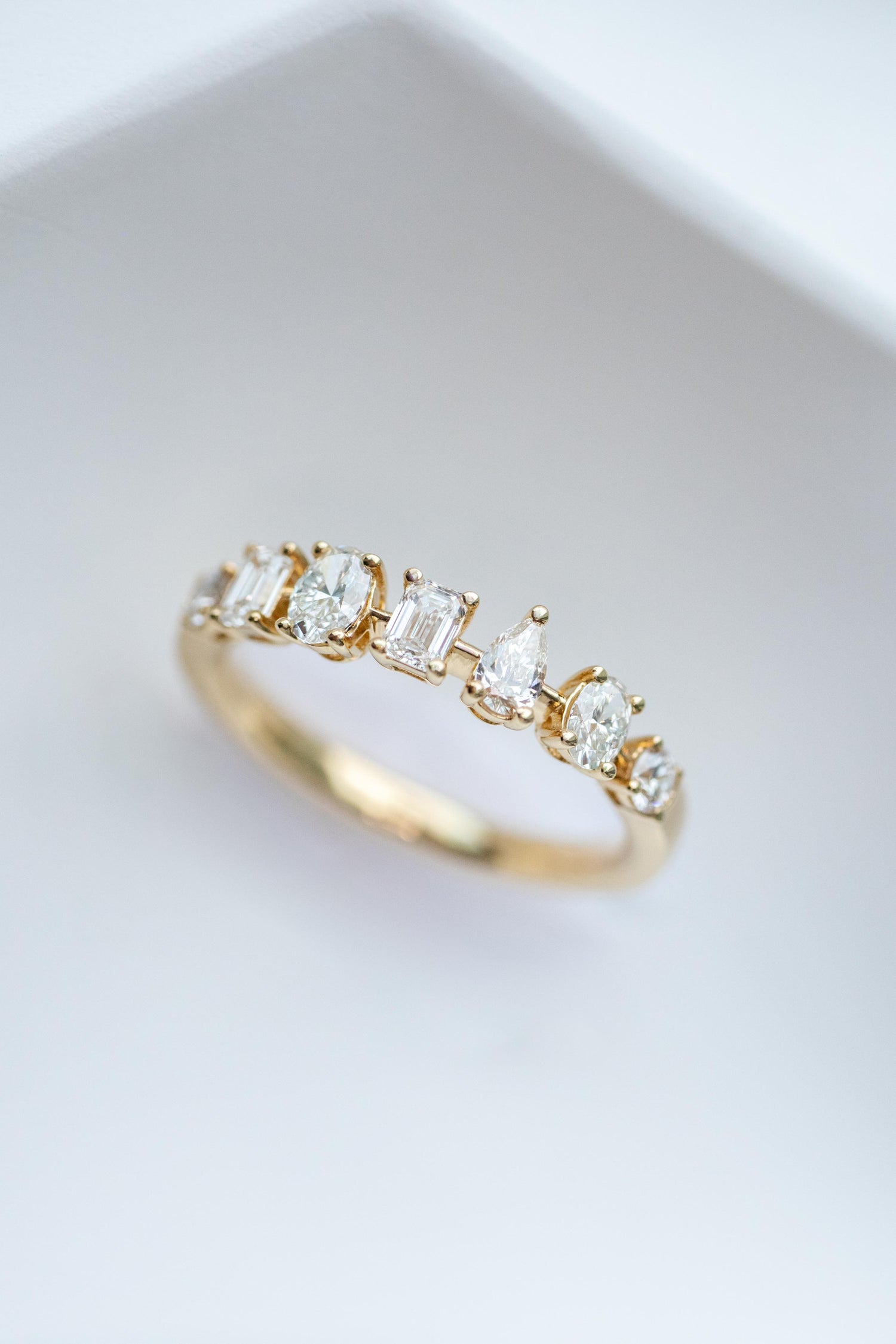 Multi Shape E-F Colour Natural Diamond 18K Yellow Gold Ring