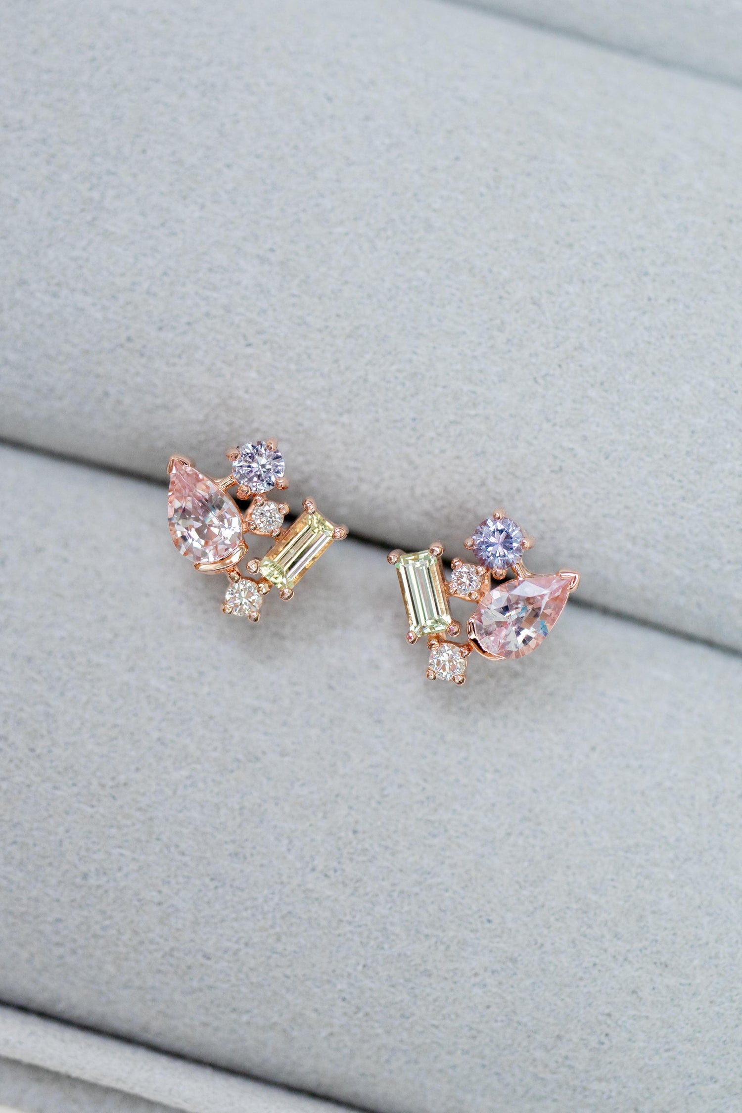 Petit jardin douillet Sapphire & diamonds 18K Rose Gold Stud Earrings