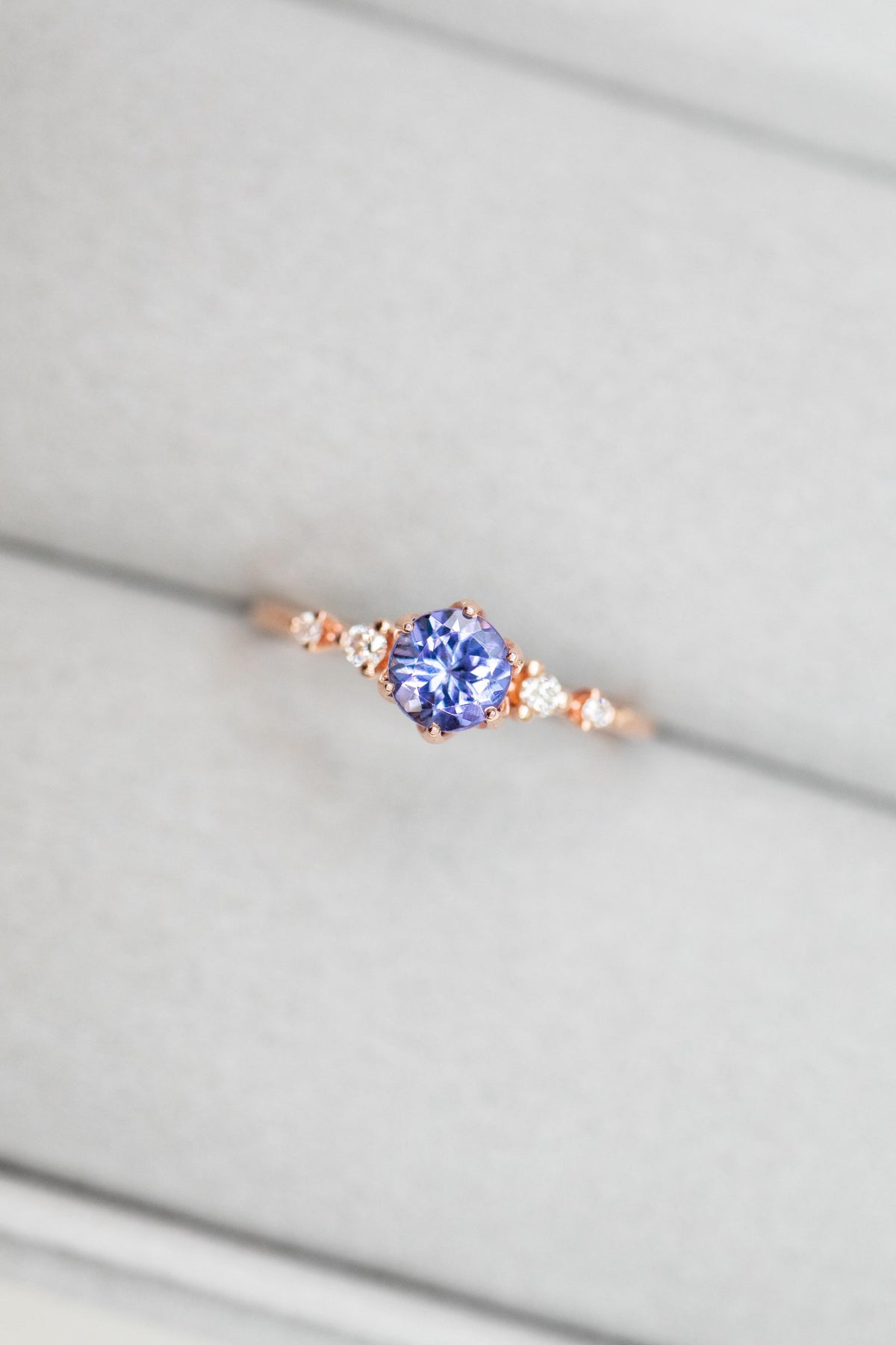 PREORDER - ~0.40ct Five Stone twisted Tanzanite & diamonds 14/18K Gold Ring