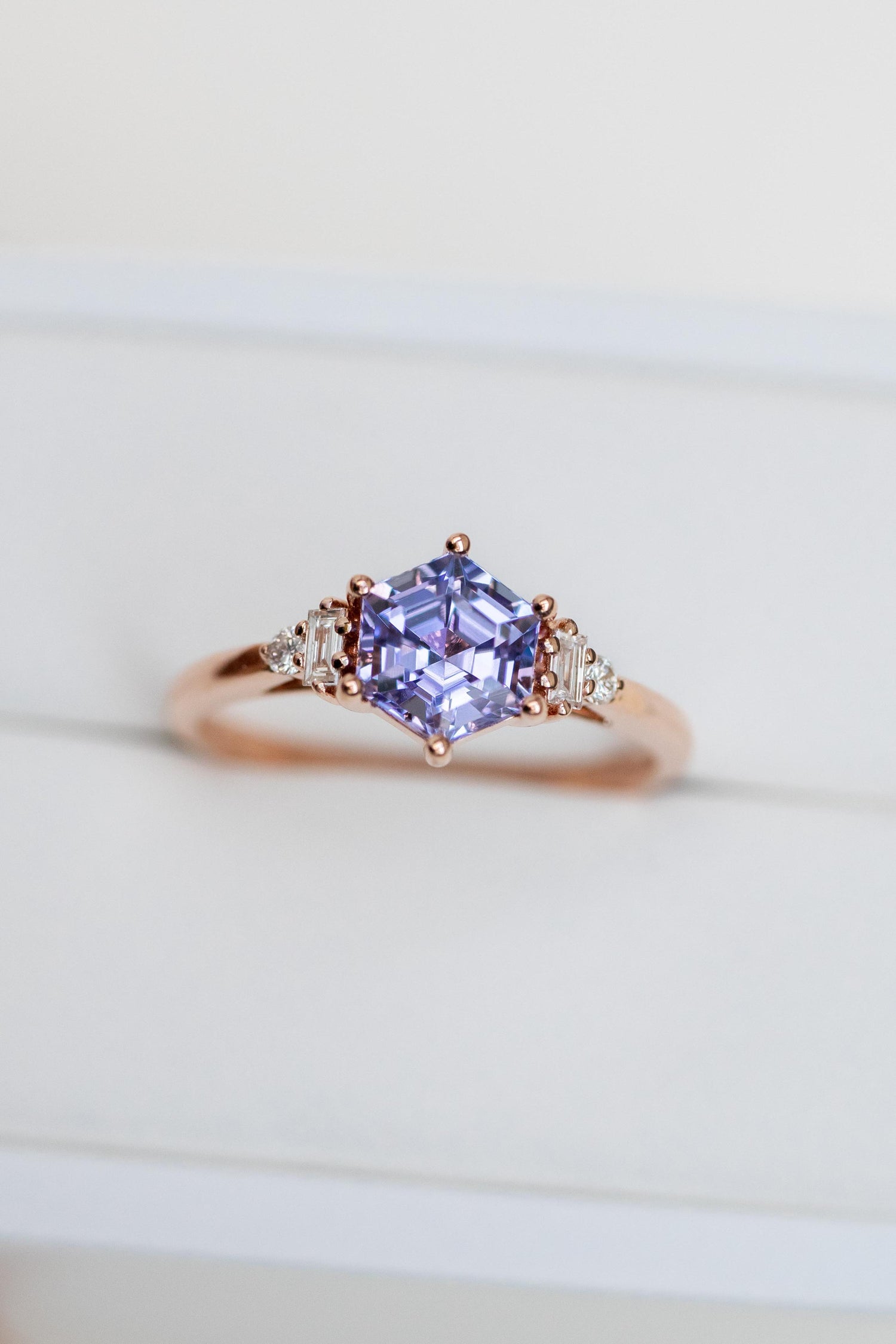 1.12ct Hexagon Tanzanite & diamonds 18K Rose Gold Ring