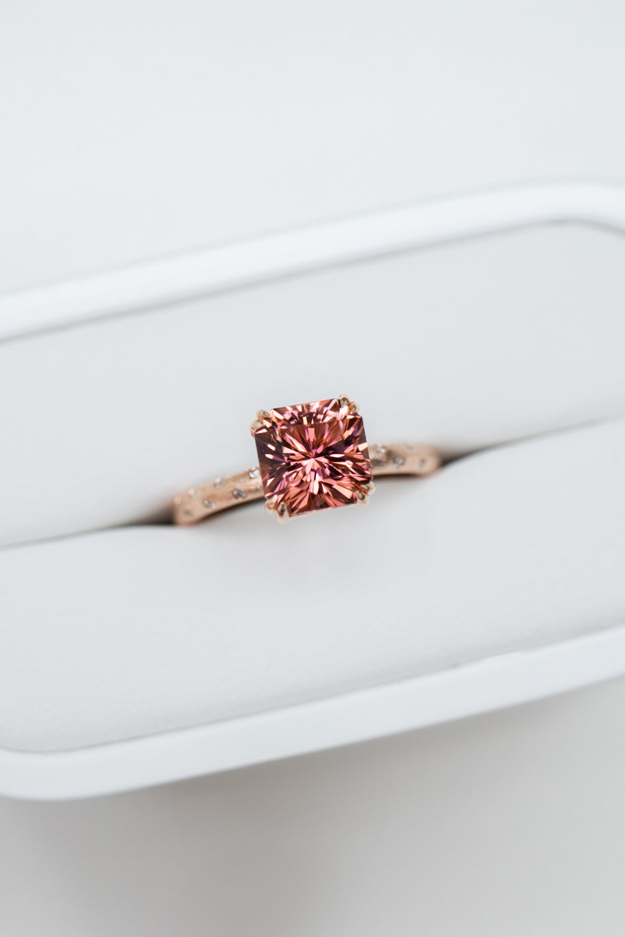2.10ct Octagon Sunset Tourmaline & diamond 18K Rose Gold Ring (With Certificate)