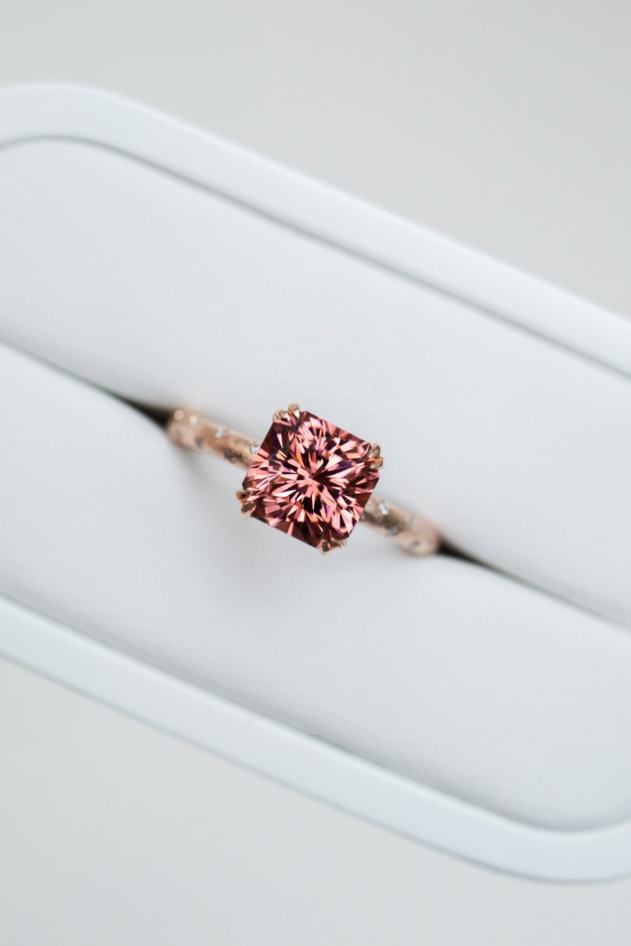 2.10ct Octagon Sunset Tourmaline & diamond 18K Rose Gold Ring (With Certificate)