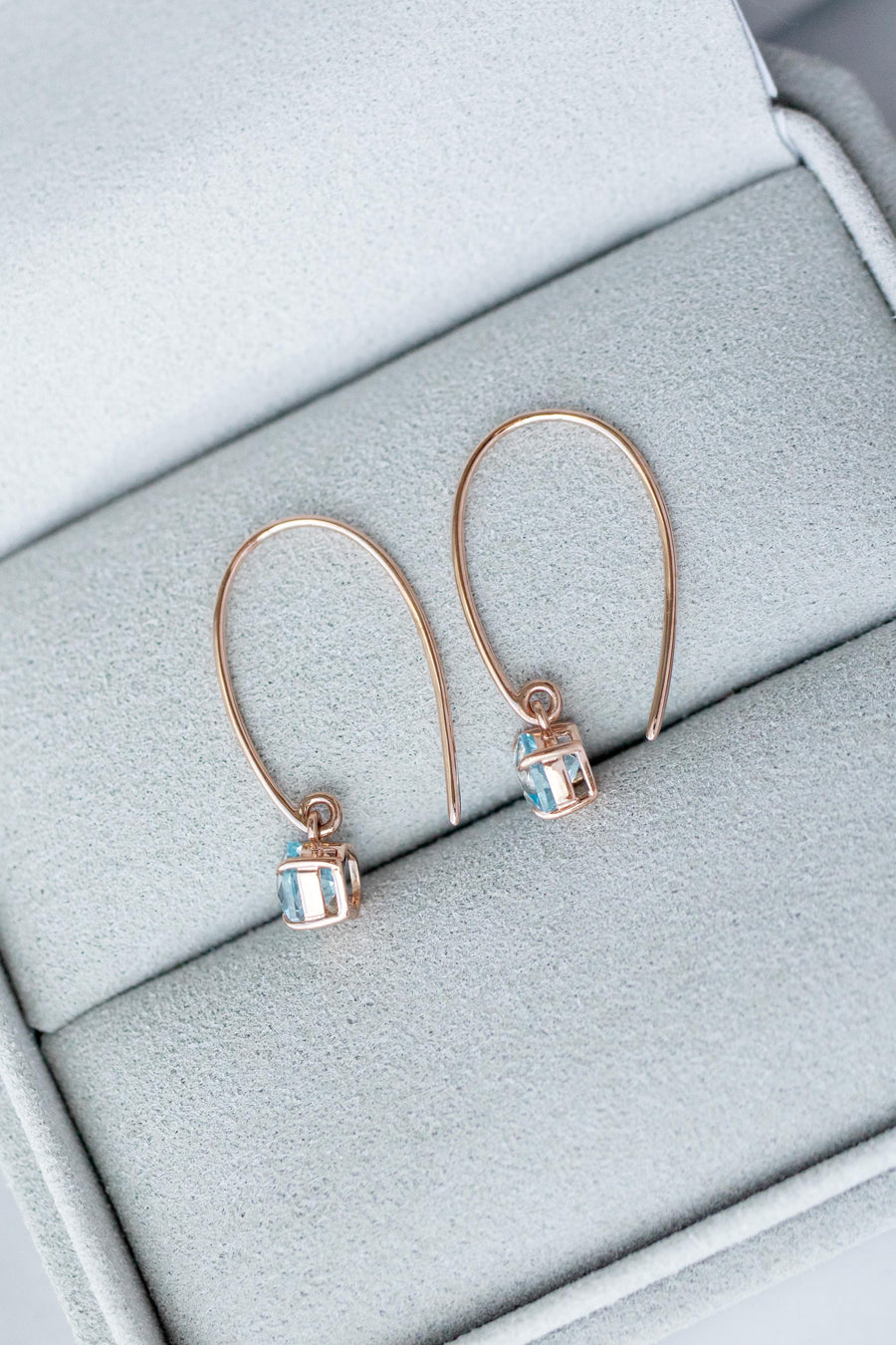 Starry Hexagon total 1.30ct Sky Blue Topaz 14/18K Gold Hoop Earrings