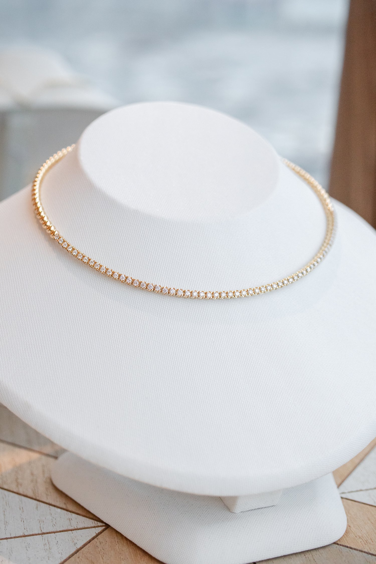 Top Quality Diamond total 1.36ct 18K Gold Tennis Necklace