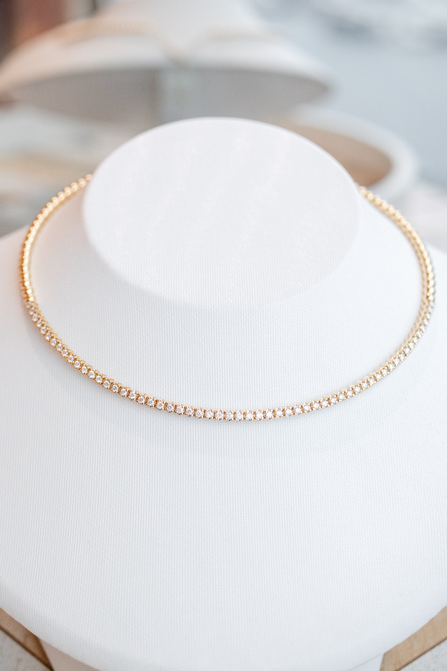 Top Quality Diamond total 1.36ct 18K Gold Tennis Necklace