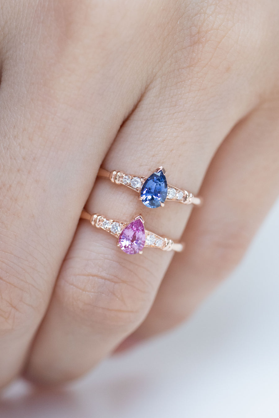 0.45carat Pear Pink Sapphire & total 0.06carat Diamonds 18K Rose Gold Ring