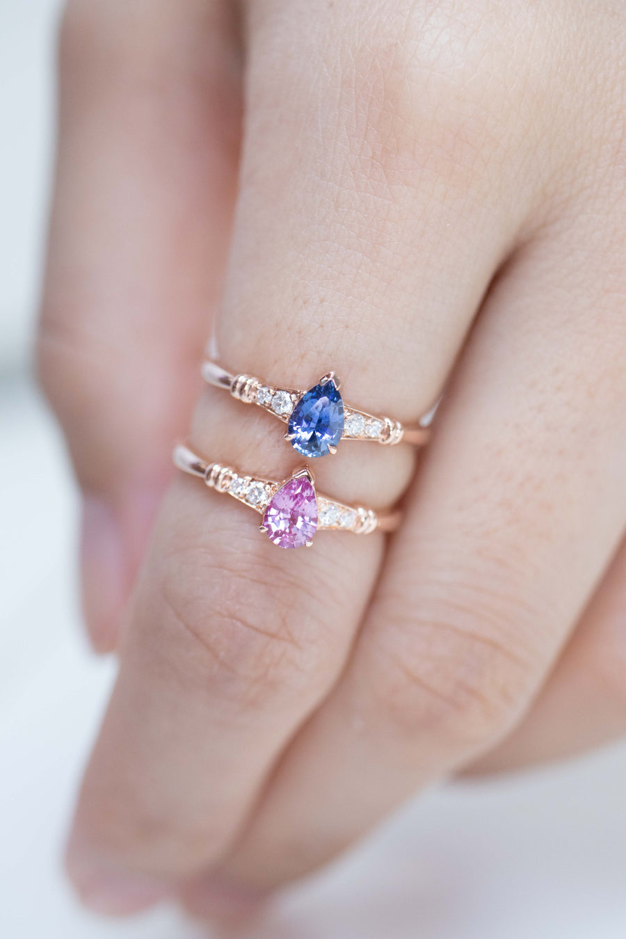 Pear 0.45ct Pink Sapphire & diamond 18K Gold Ring