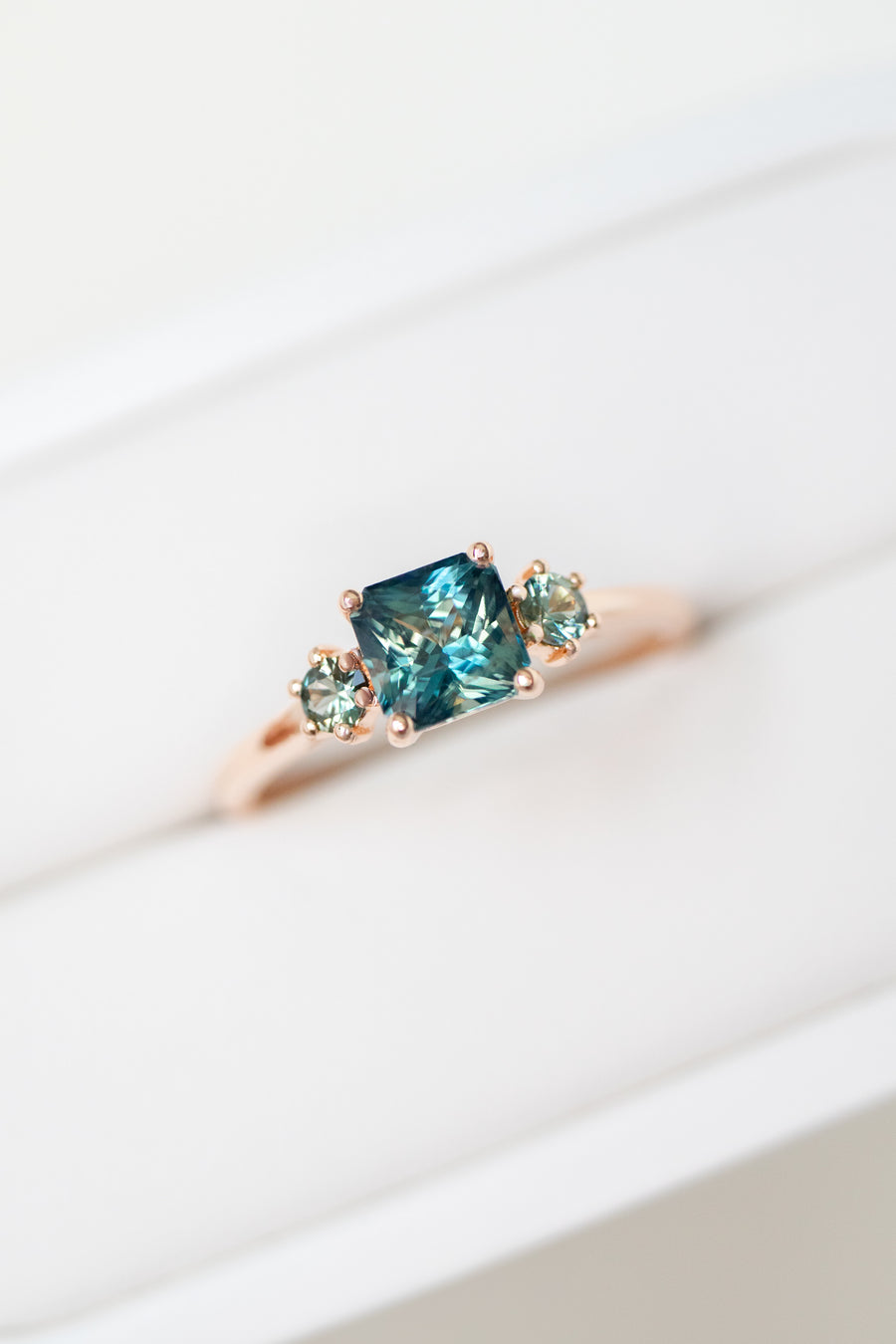 Eau Bleue Verte 1.00ct Sapphire 18K Rose Gold Engagement Ring