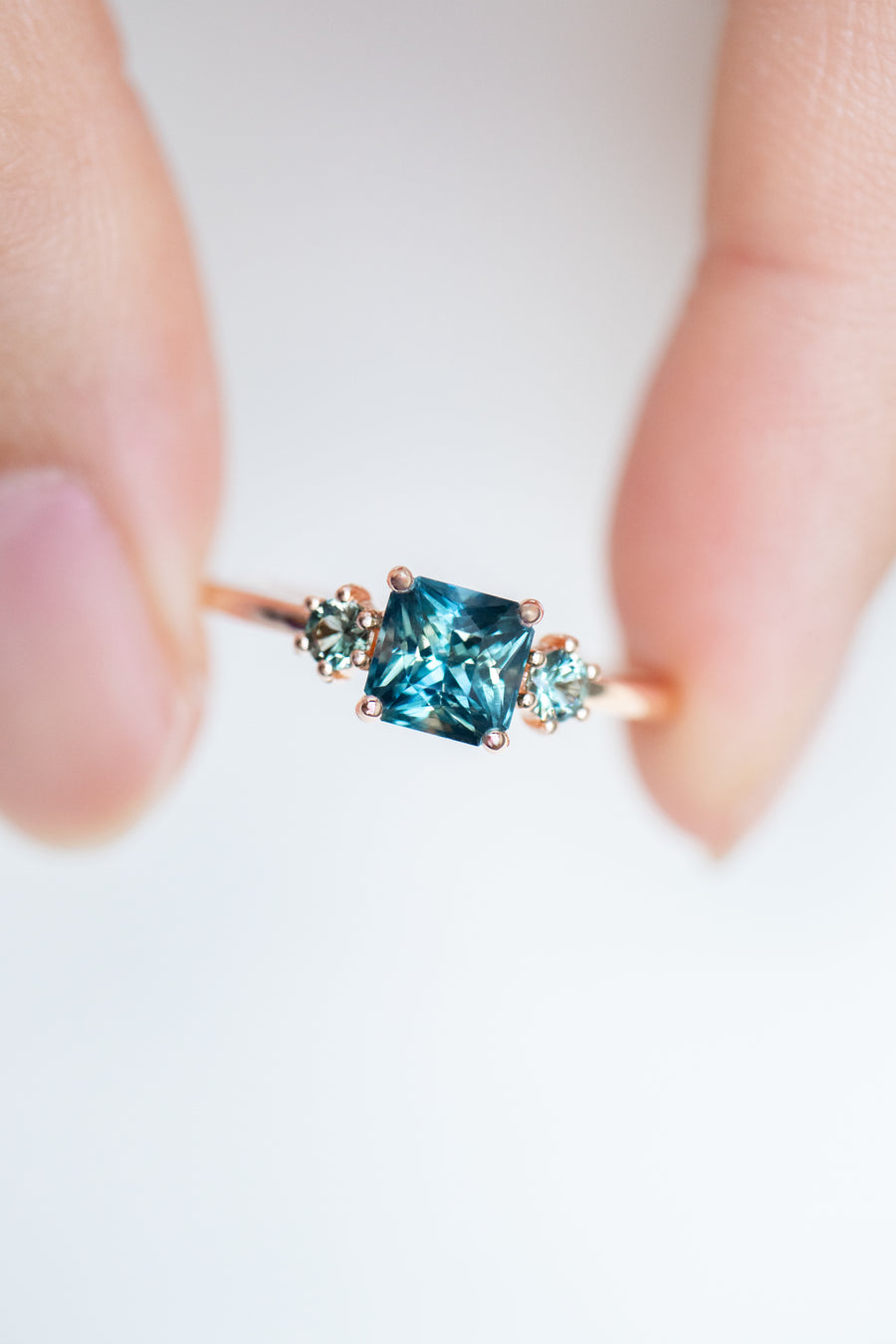 Eau Bleue Verte 1.00ct Sapphire 18K Rose Gold Engagement Ring