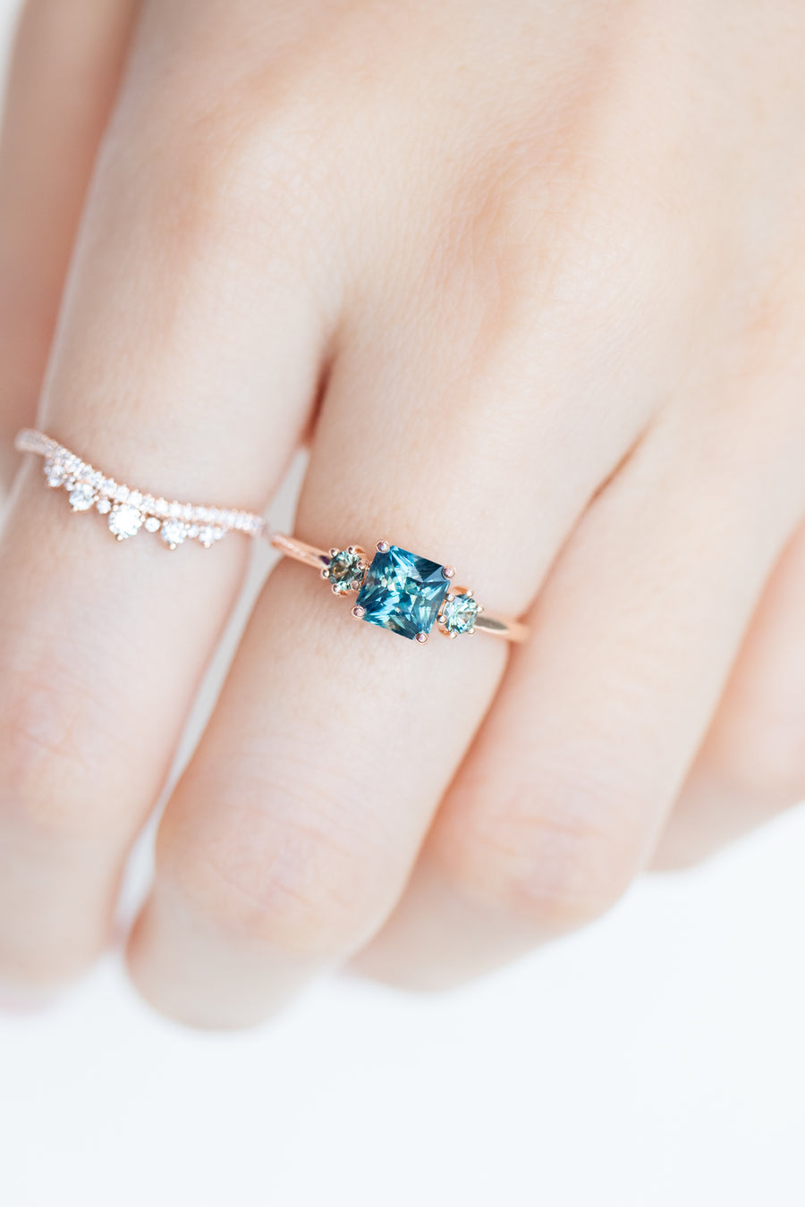 Eau Bleue Verte 1.00ct Sapphire 18K Rose Gold Engagement Ring