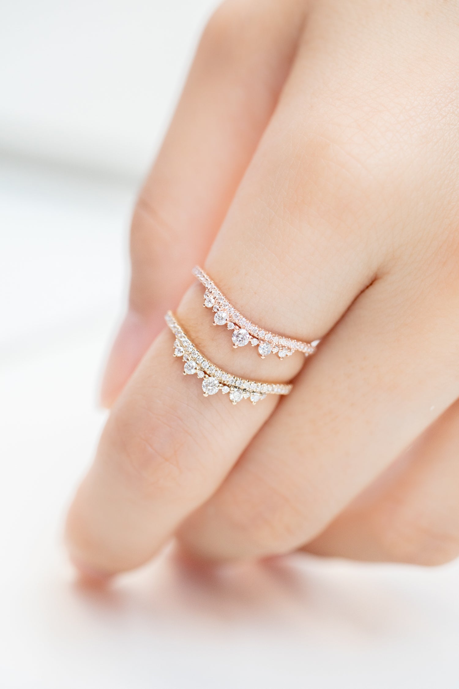 Irregular Top Quaility Diamond 14/ 18K Gold Stacking Ring