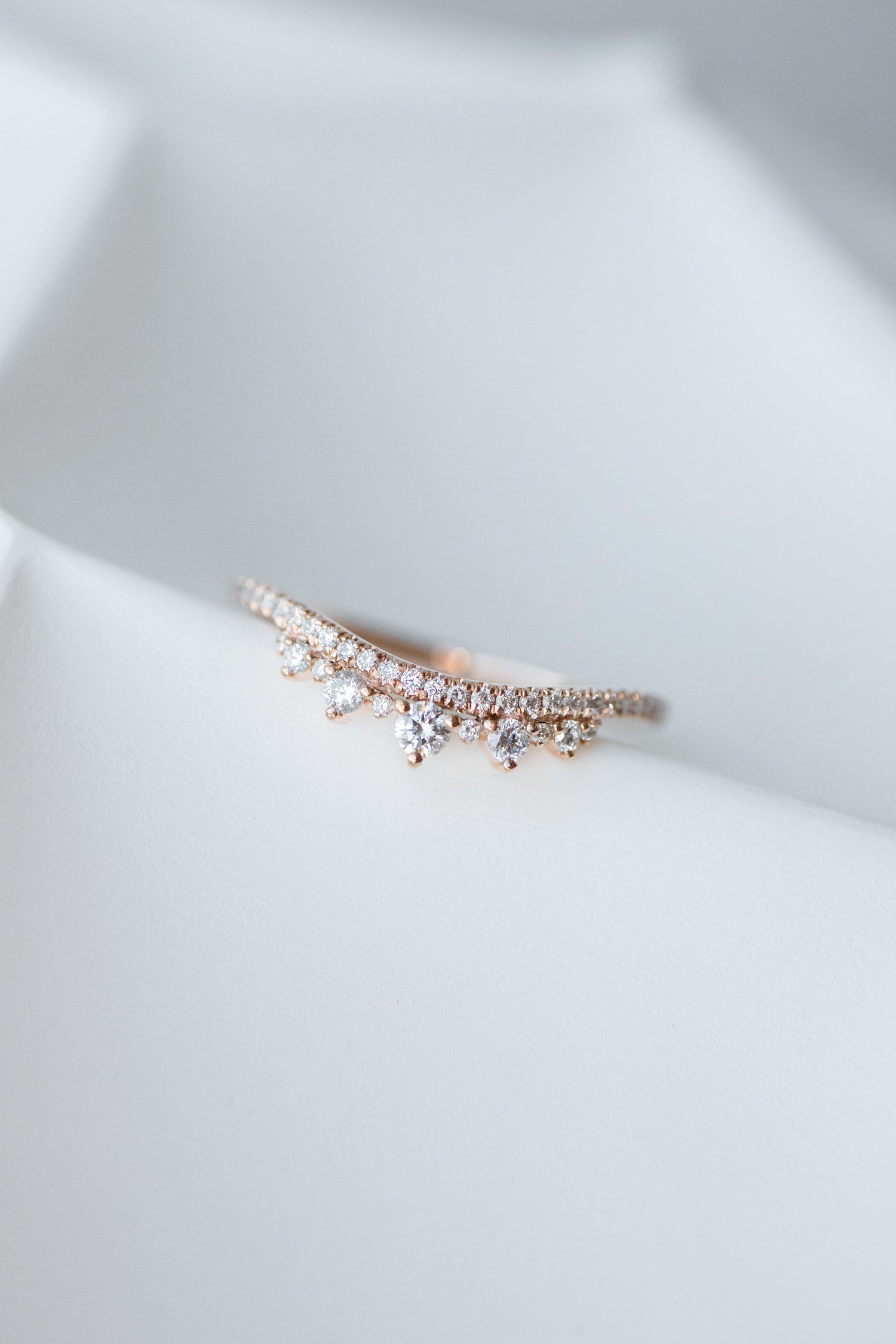 Irregular Top Quaility Diamond 14/ 18K Gold Stacking Ring