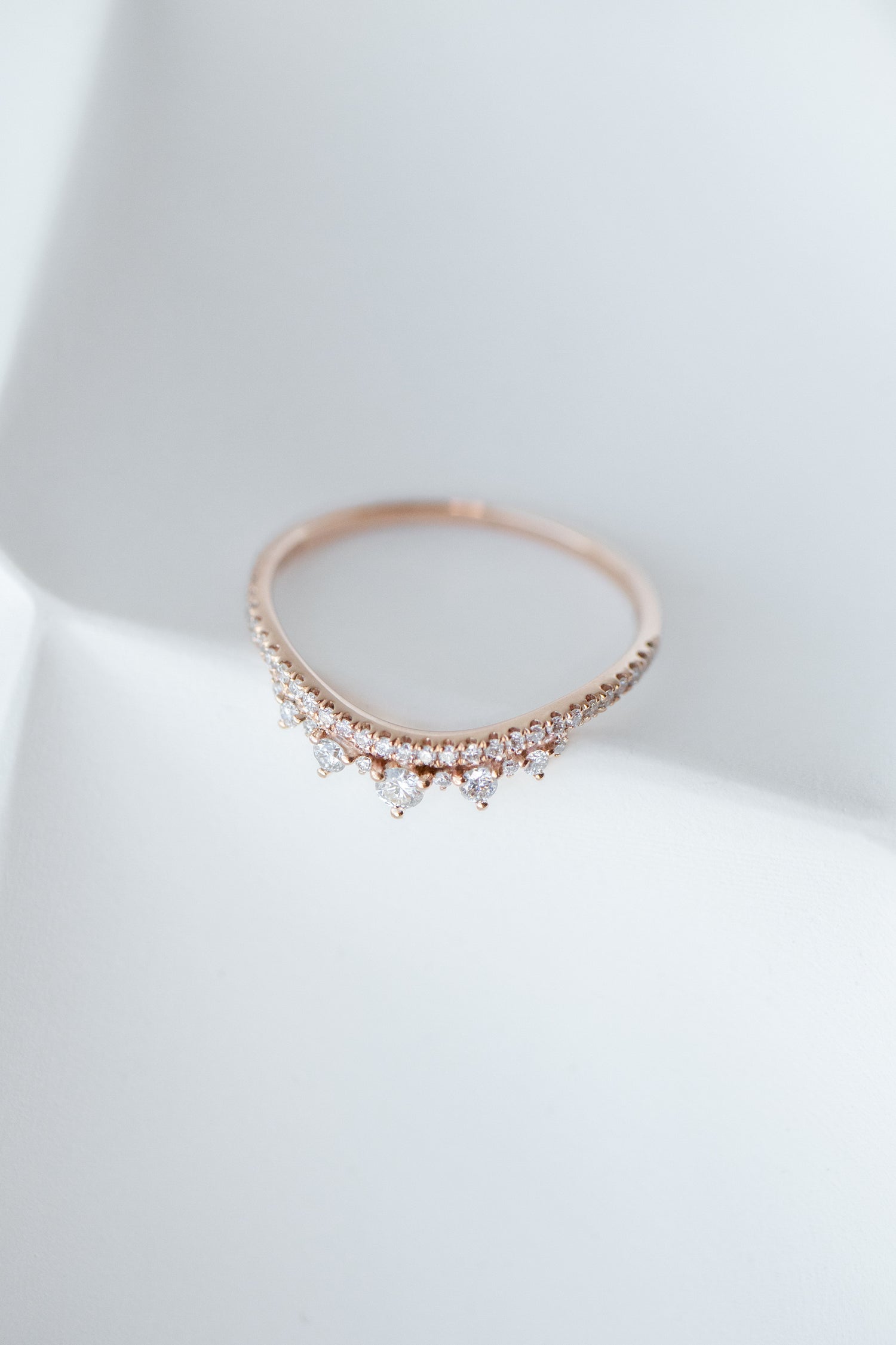 Irregular Top Quaility Diamond 14/ 18K Gold Stacking Ring