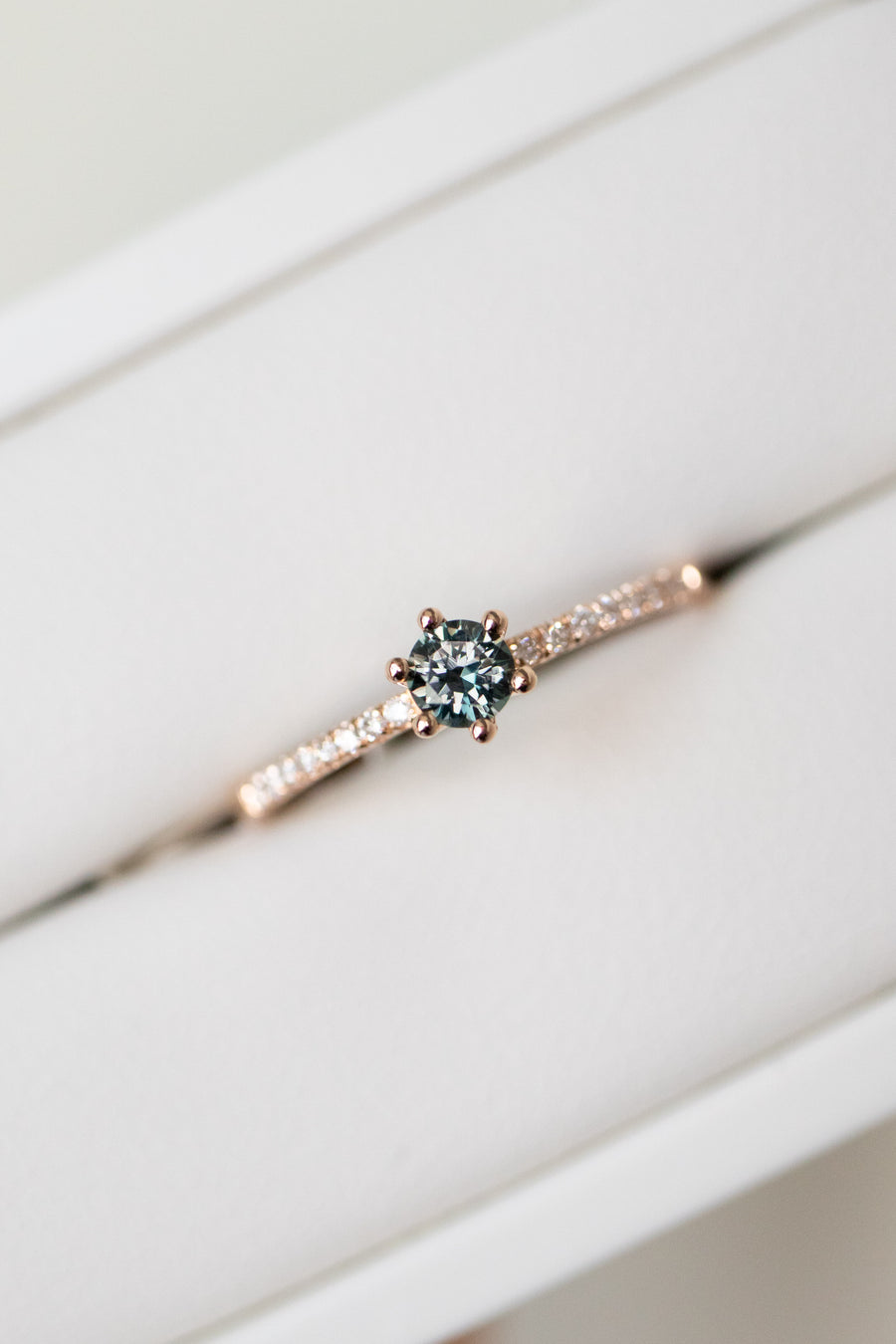 Half Eternity 0.20ct Grey Spinel & diamond 14K/ 18K Gold Ring