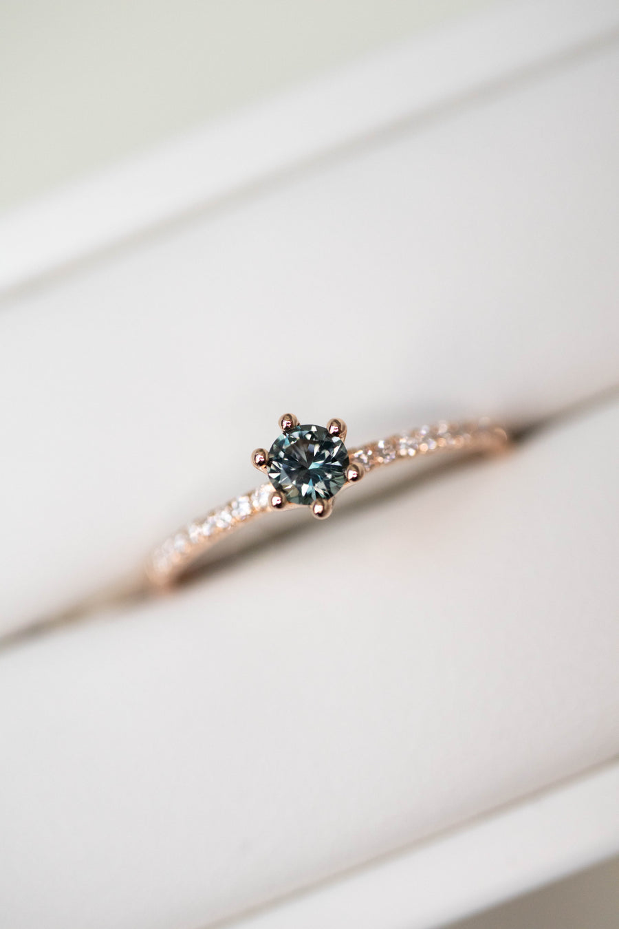 Half Eternity 0.20ct Grey Spinel & diamond 14K/ 18K Gold Ring