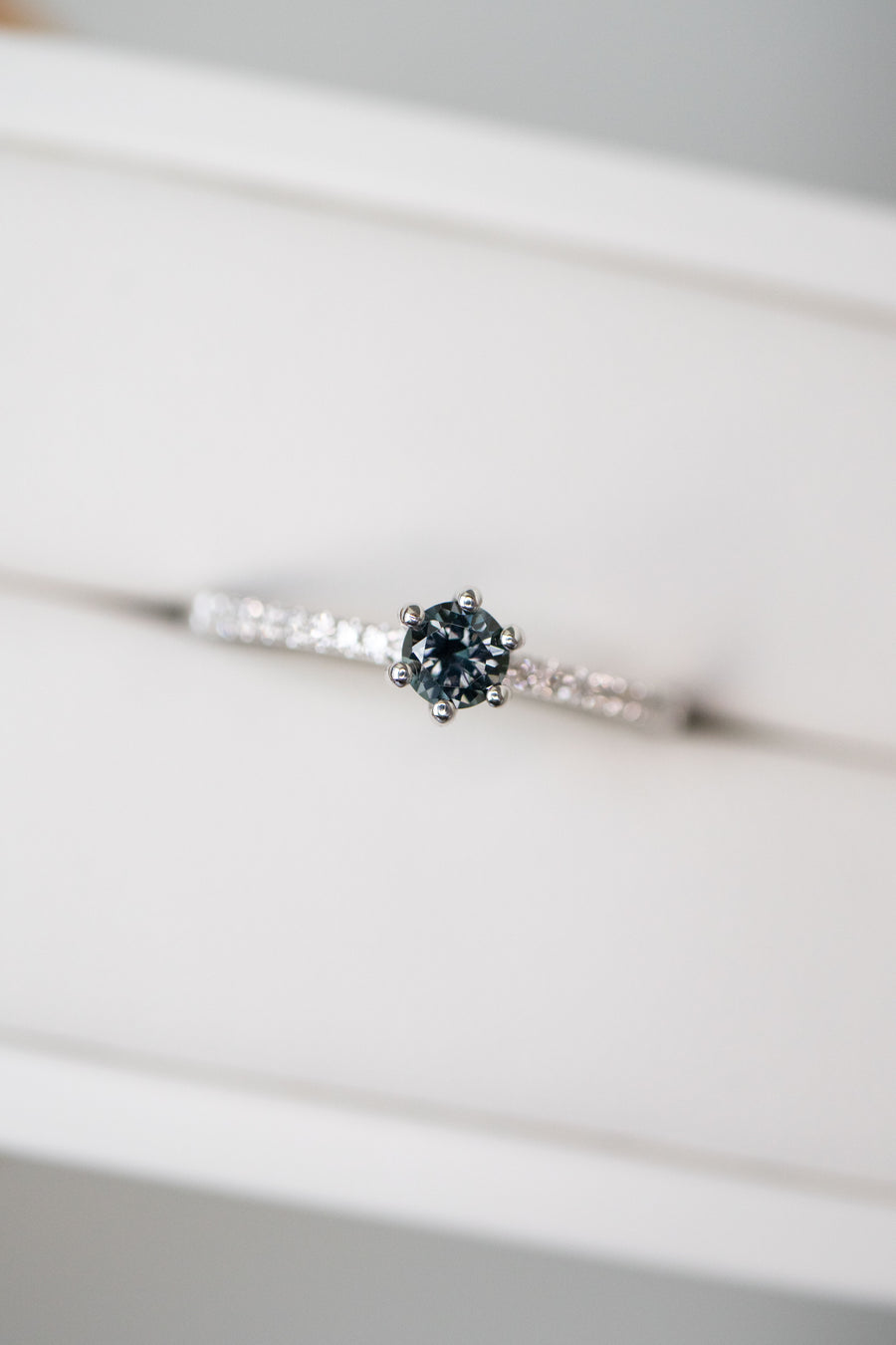 Half Eternity 0.20ct Grey Spinel & diamond 14K/ 18K Gold Ring