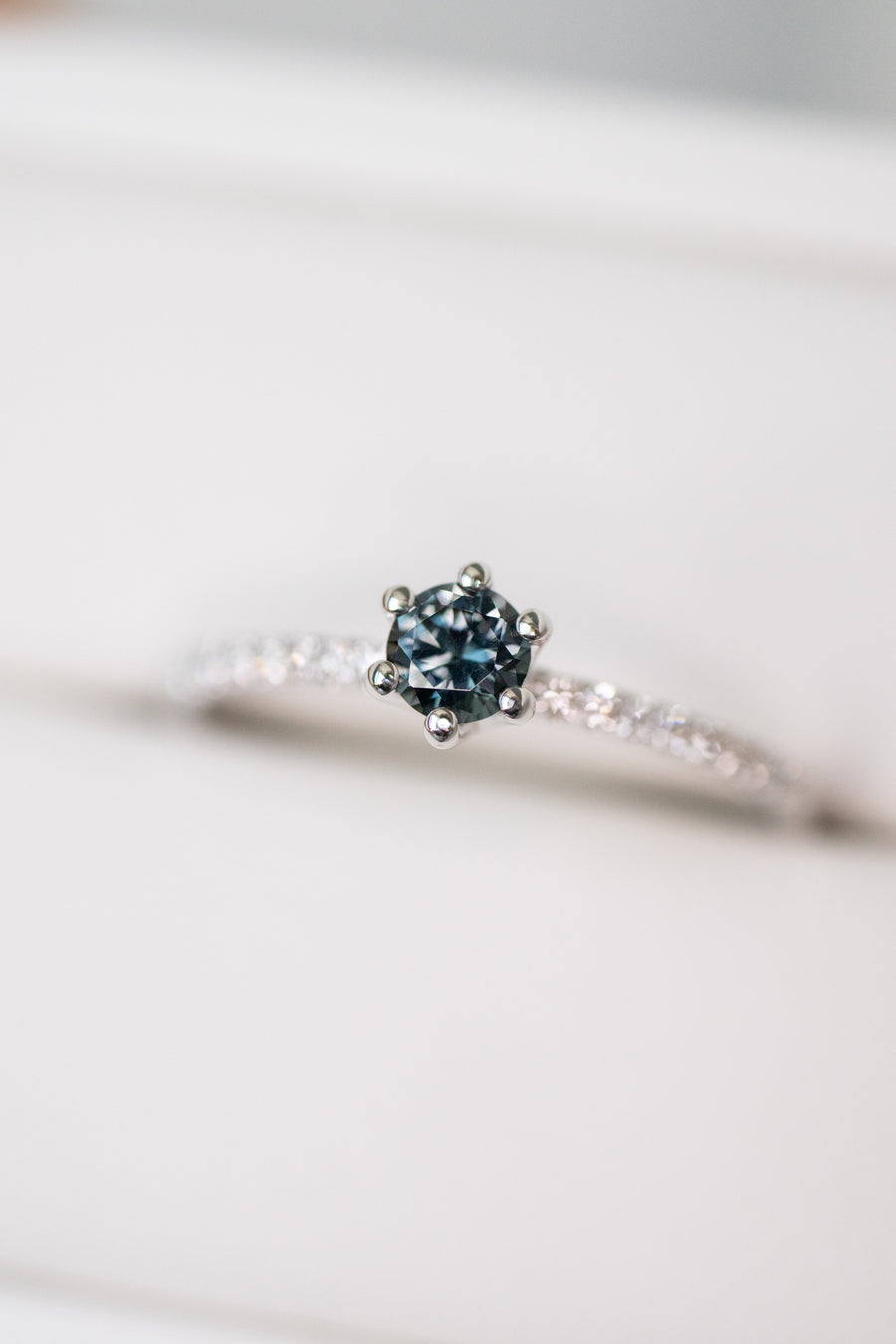 Half Eternity 0.20ct Grey Spinel & diamond 14K/ 18K Gold Ring