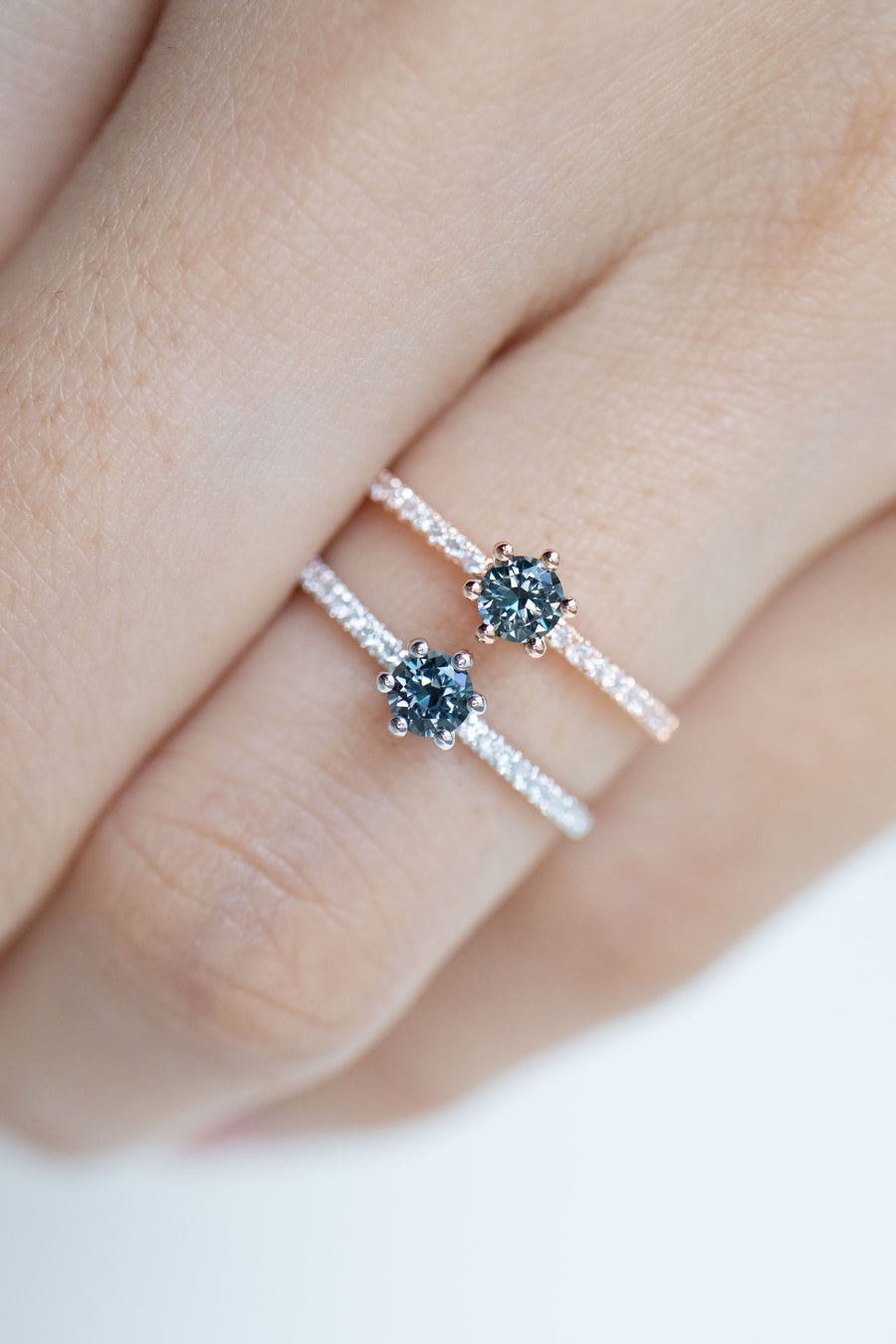 Half Eternity 0.20ct Grey Spinel & diamond 14K/ 18K Gold Ring