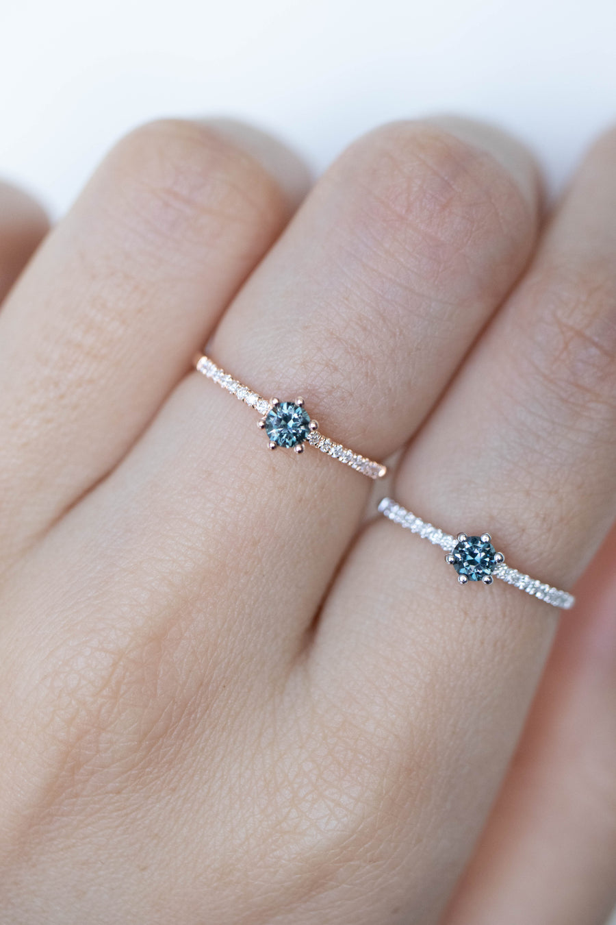 Half Eternity 0.20ct Grey Spinel & diamond 14K/ 18K Gold Ring