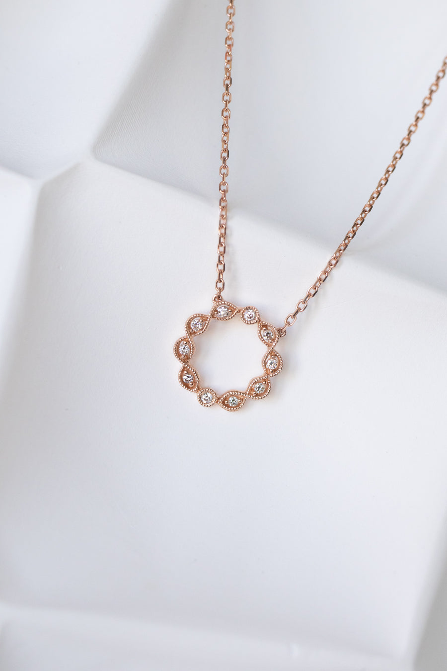 Elegant Natural White Diamond 14/18K Gold Necklace