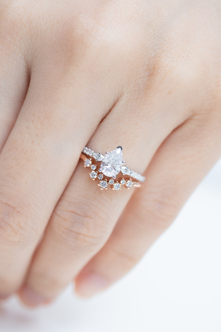 0.70ct Poire Diamond(With GIA Certificate) & half Eternity 18K White Gold Ring