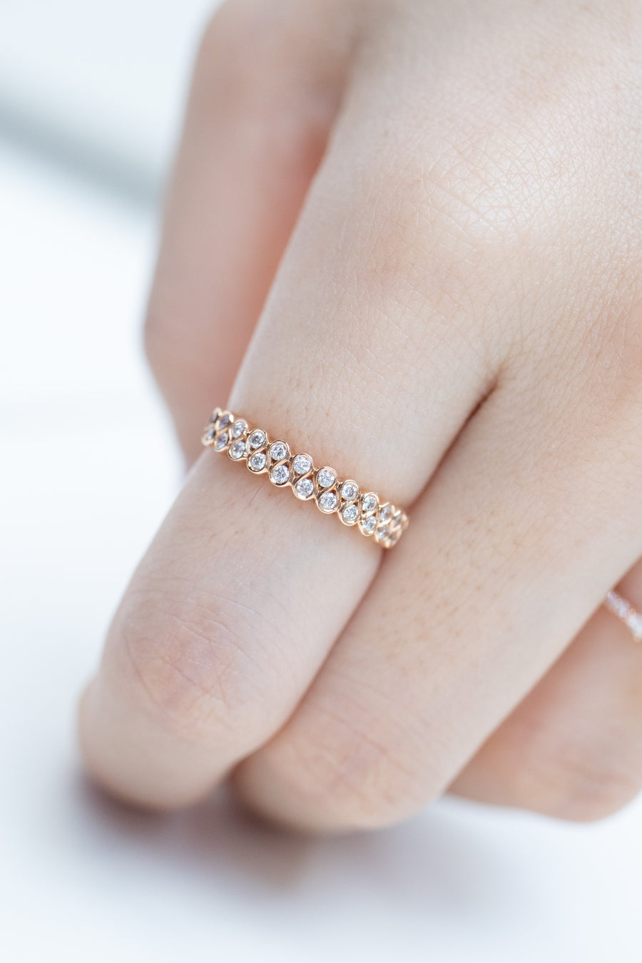 PREORDER - Double row Natural White Diamond Ring