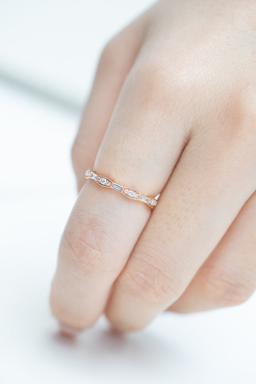 PREORDER - Baguette & Round diamond 18K Gold Ring