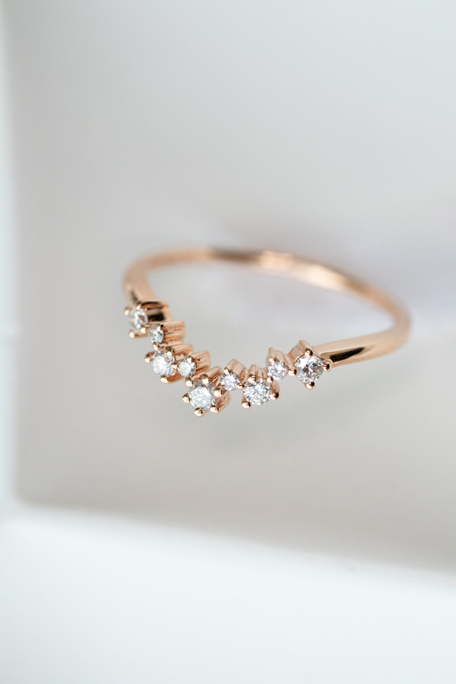 Starry Top Quality Diamond 14/ 18K Gold Stacking Ring