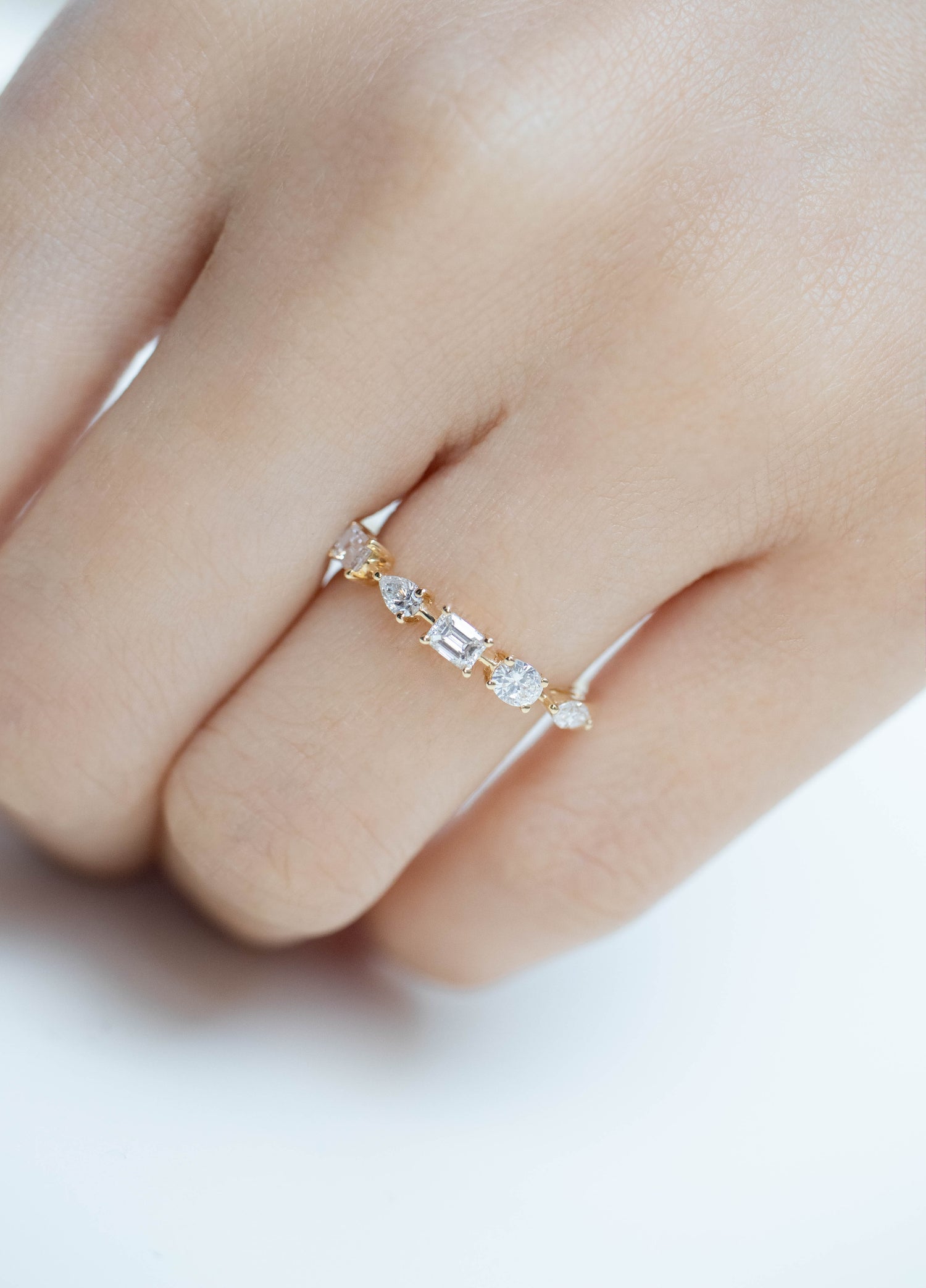 Multi Shape E-F Colour Natural Diamond 18K Gold Ring