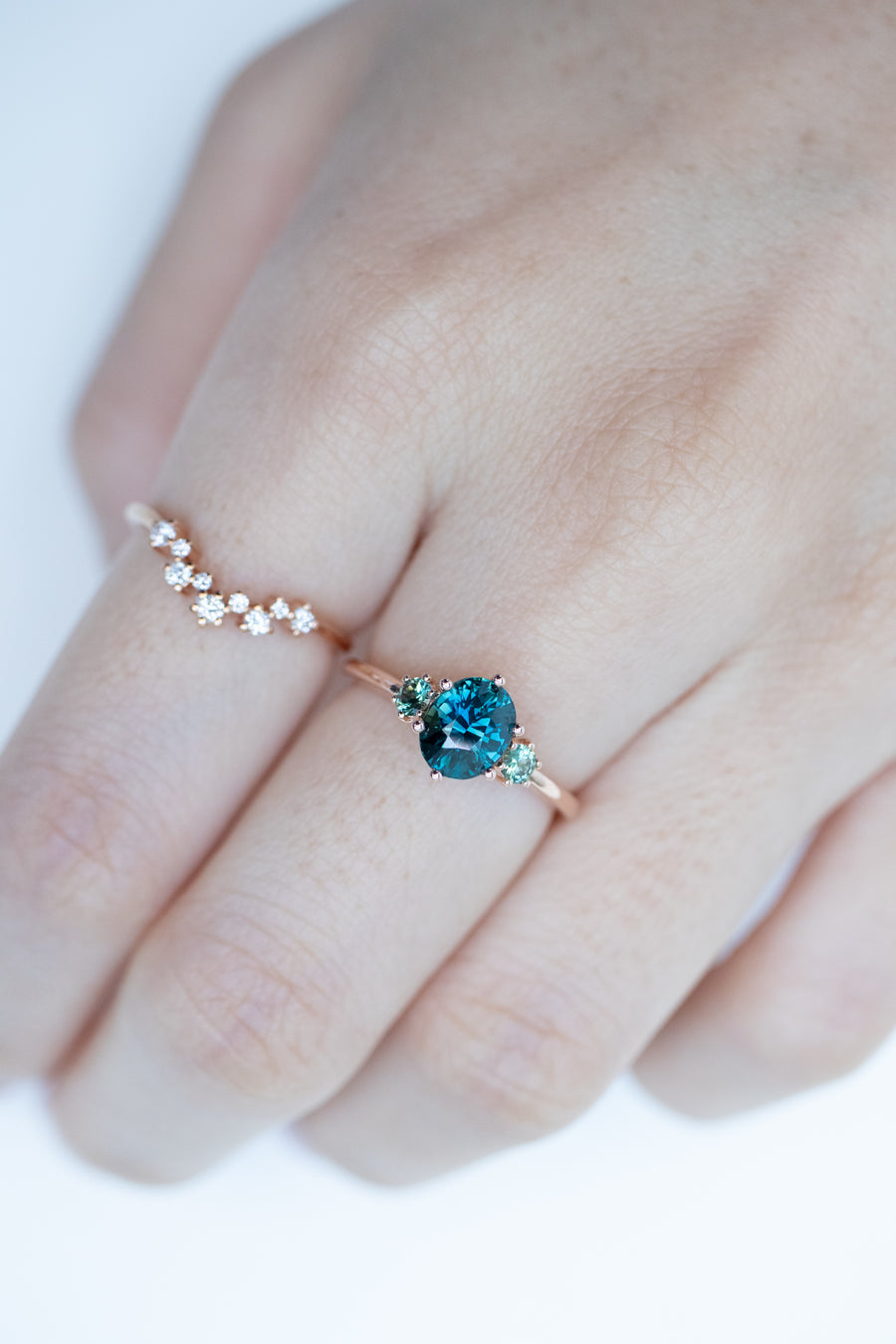 1.33ct Teal Sapphire (Unheated with Certificate) 18K Rose Gold Engagement Ring
