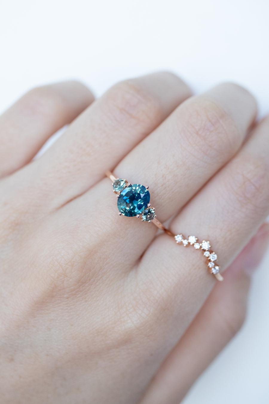 Trésor 1.60ct Teal Sapphire (Unheated with Certificate) 18K Rose Gold Engagement Ring