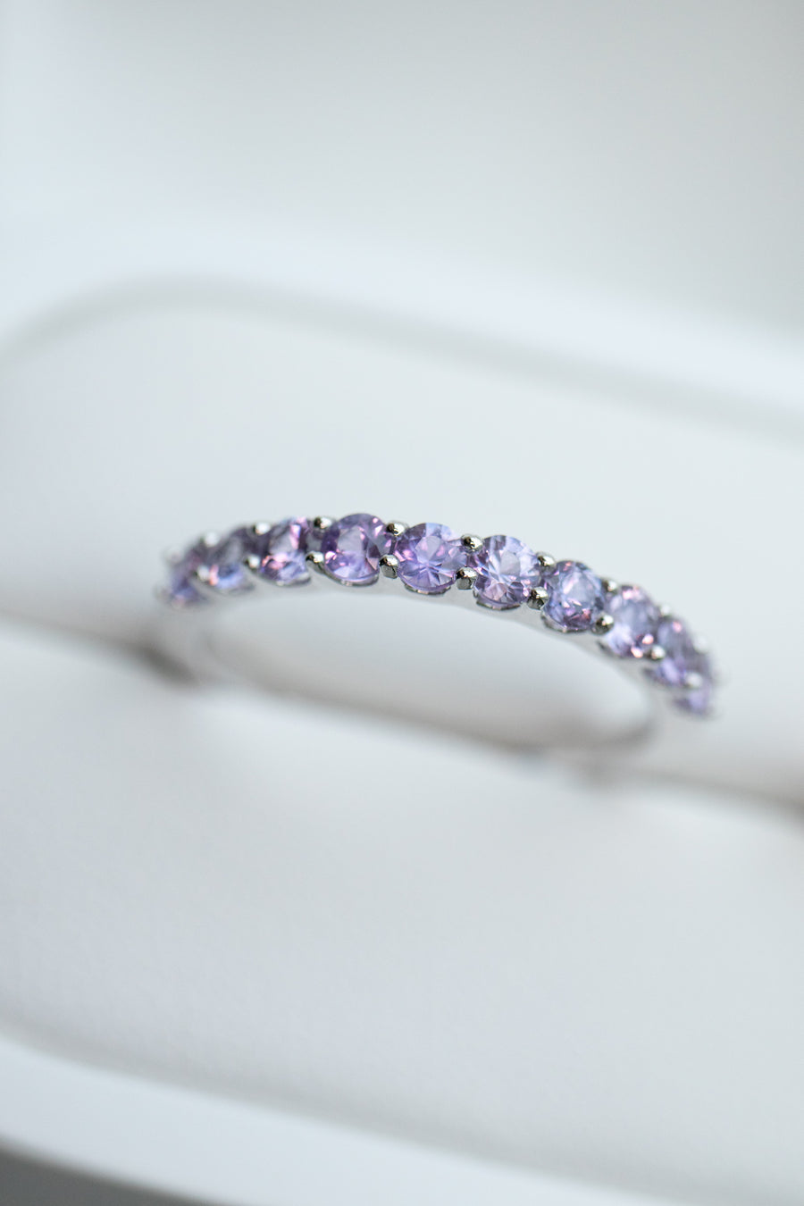 Fantasy Lavender Sapphire 18K Gold Half Eternity Ring