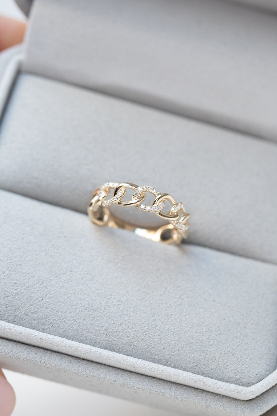 PREORDER - Cuban Chain 14K/18K Gold Diamond Ring
