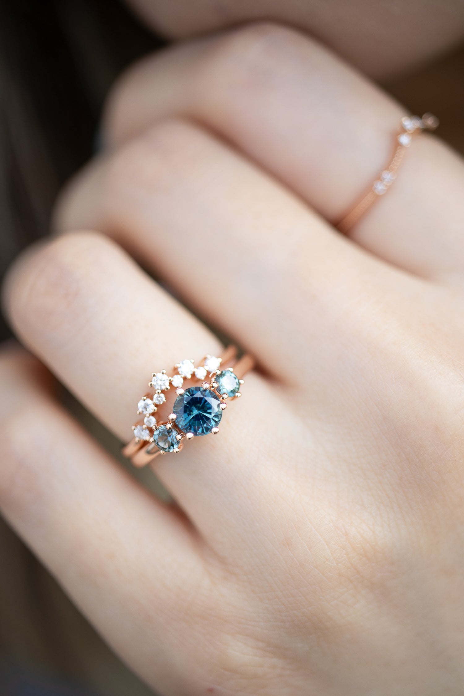 Ocean Whisper Teal Sapphire 1.09ct (Unheated with Certificate) 18K Rose Gold Engagement Ring