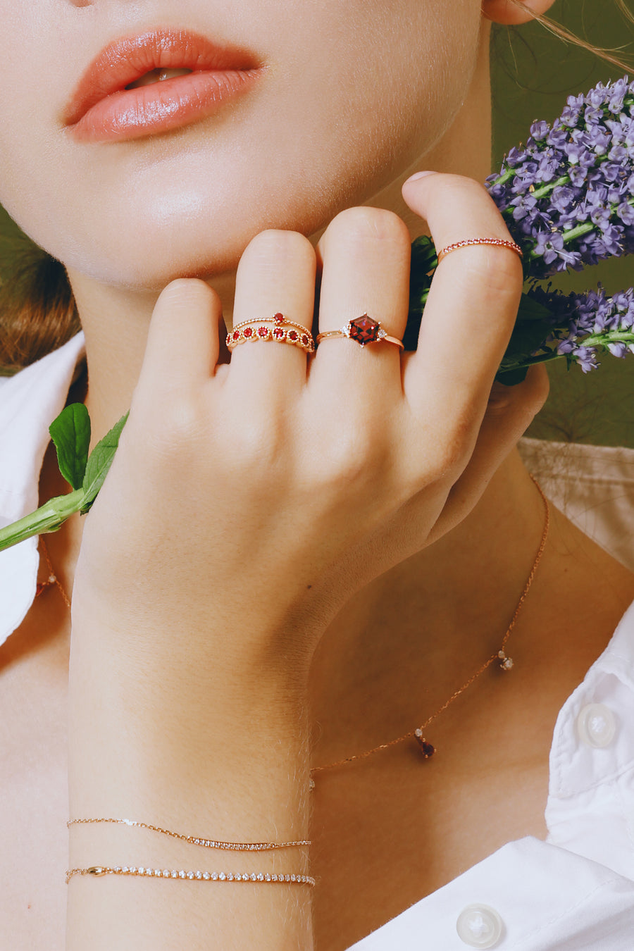 Little Star Blue Sapphire & Ruby 14K/18K Twist Ring