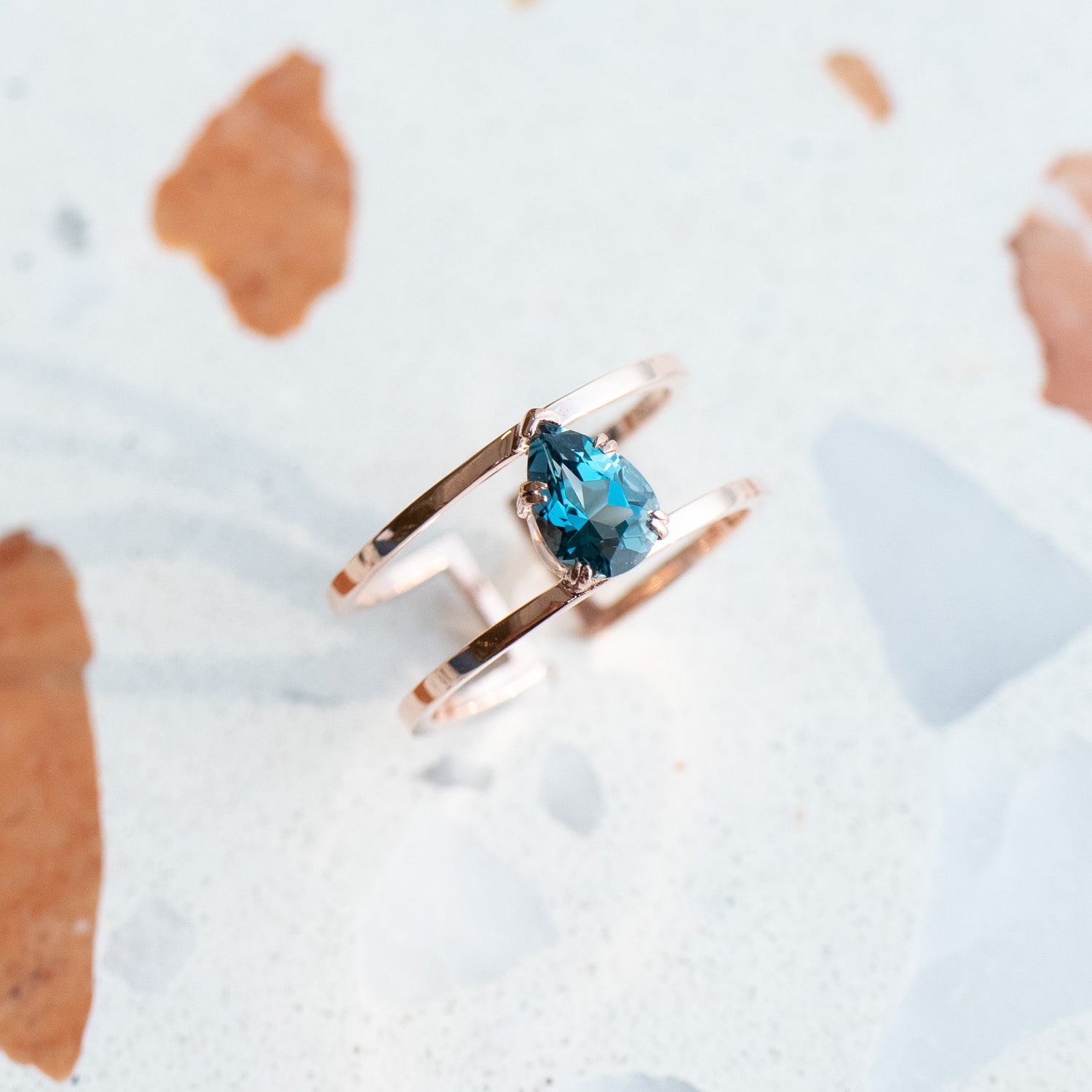PREORDER - Pear London Blue Topaz 14K/ 18K Gold Ring