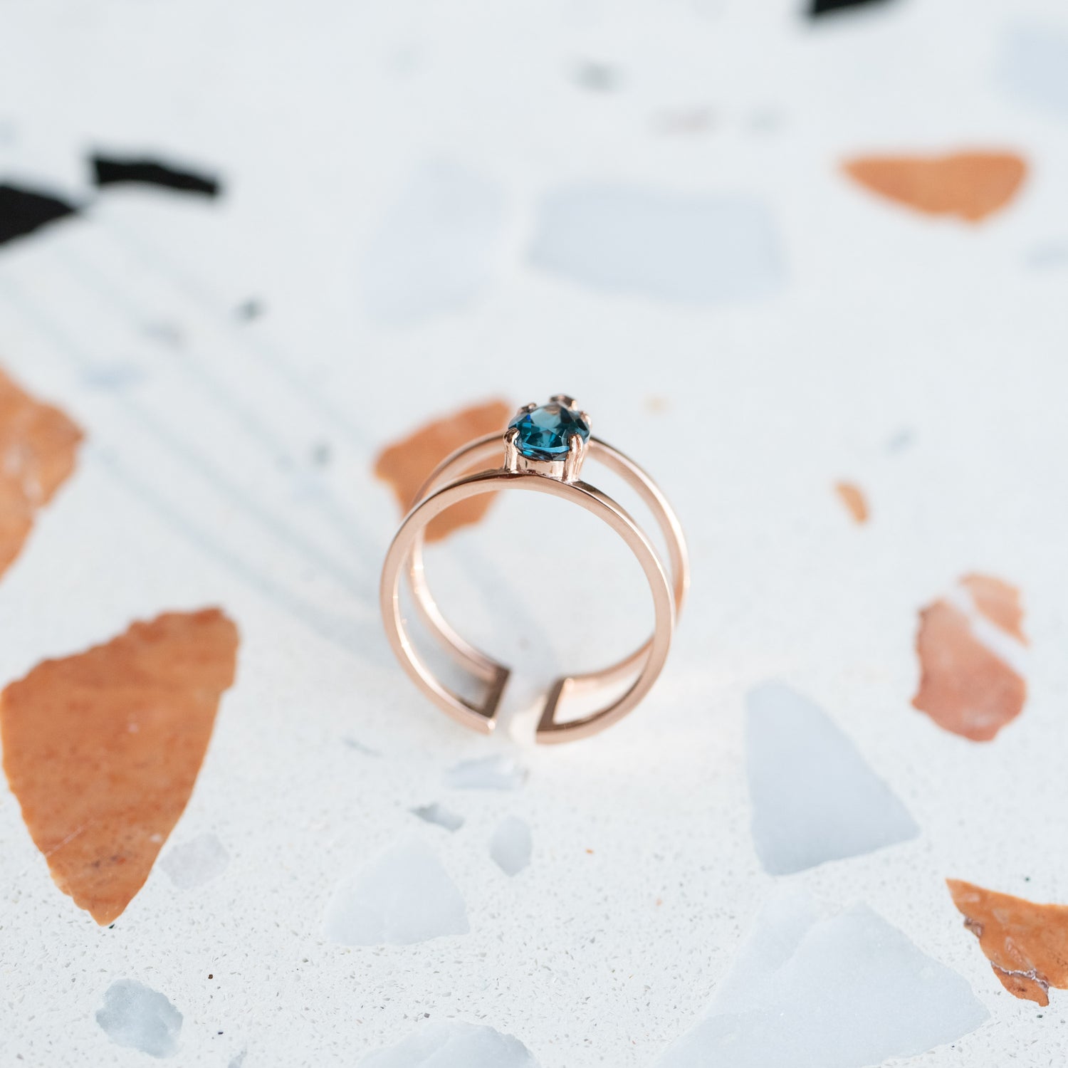 PREORDER - Pear London Blue Topaz 14K/ 18K Gold Ring