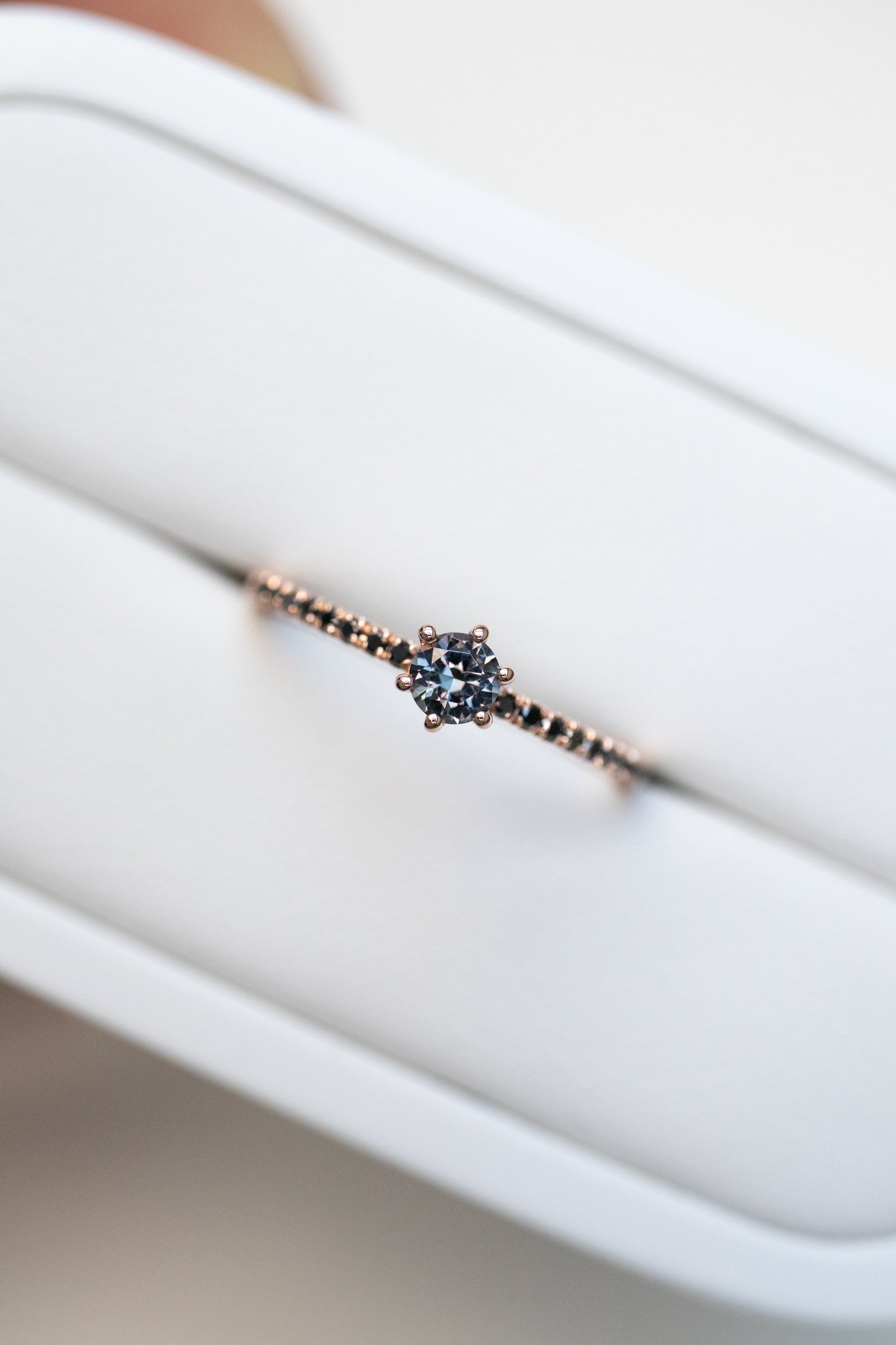 PREORDER - Spinel ~3.5mm & Black Diamonds 14K/ 18K Gold Half Eternity Ring