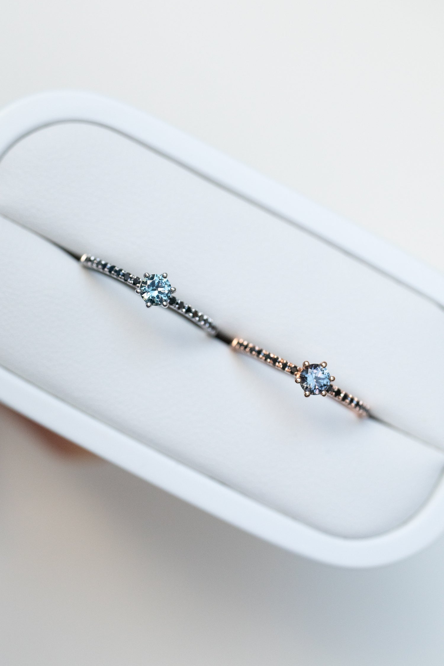 PREORDER - Spinel ~3.5mm & Black Diamonds 14K/ 18K Gold Half Eternity Ring