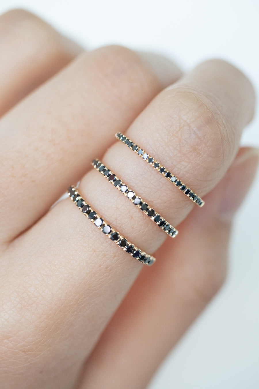 Half Eternity Top Quality Black Diamonds 14K/18K Gold Ring