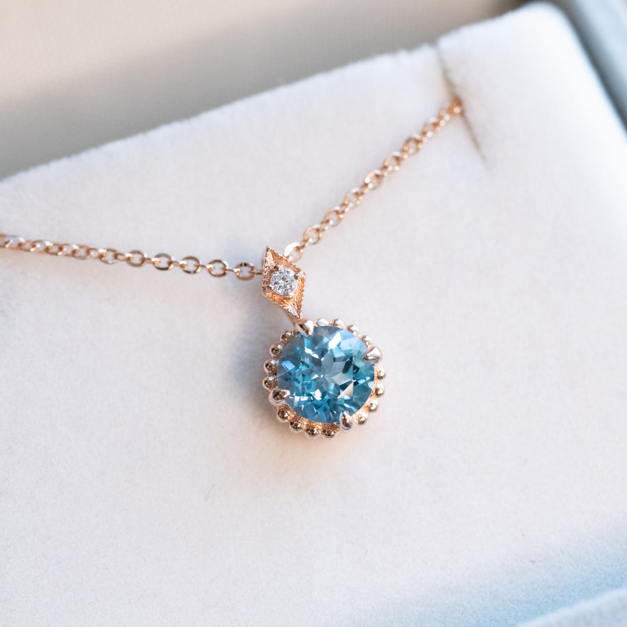 1ct Swiss Blue Topaz & Diamond Necklace